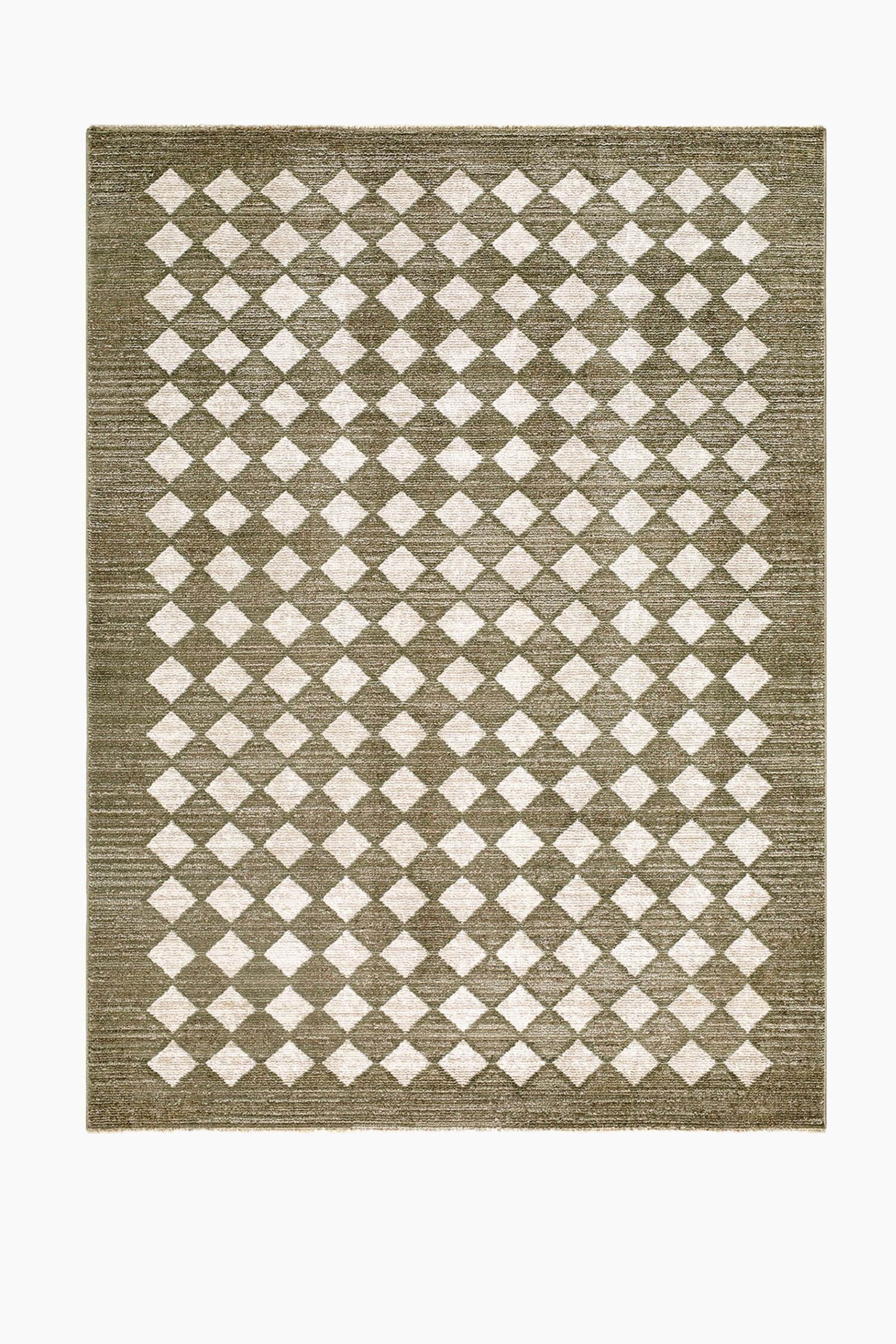 Myrtle Avenue V Geometric Diamond Fringe Rug - Green/Brown