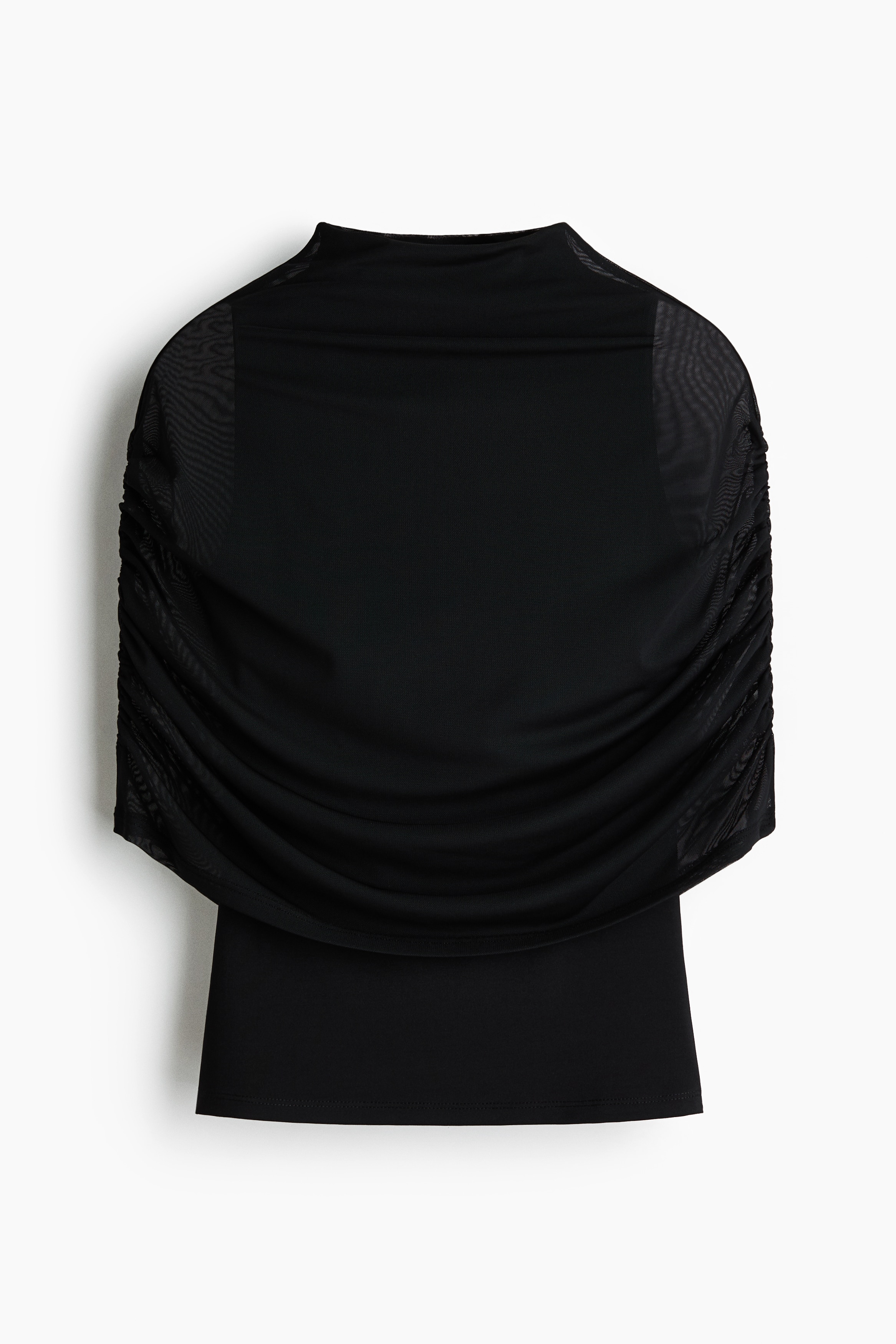 Cape-detail jersey top - Black/Cream