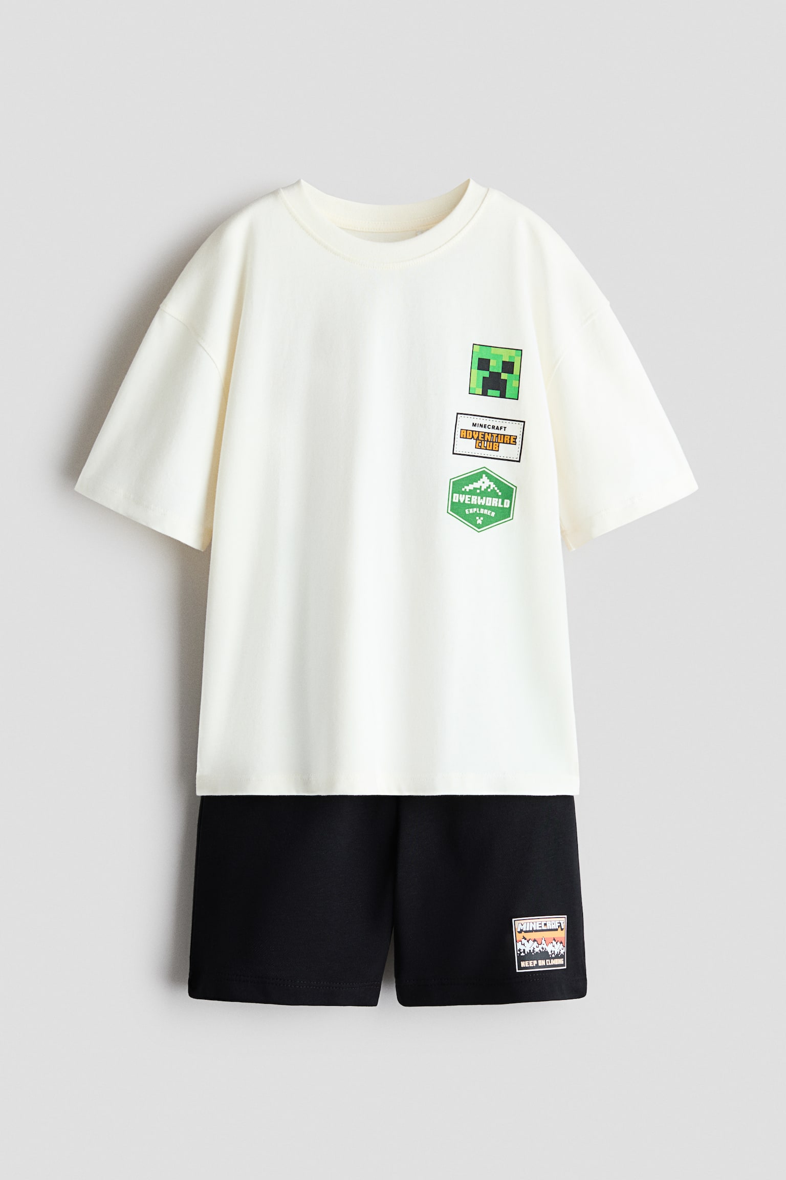 2-piece T-shirt and shorts set - Cream/Minecraft/Khaki green/Minecraft