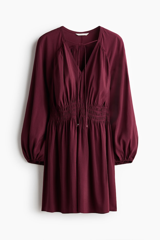 Oversized tunic dress - Dark red/Khaki green - 1