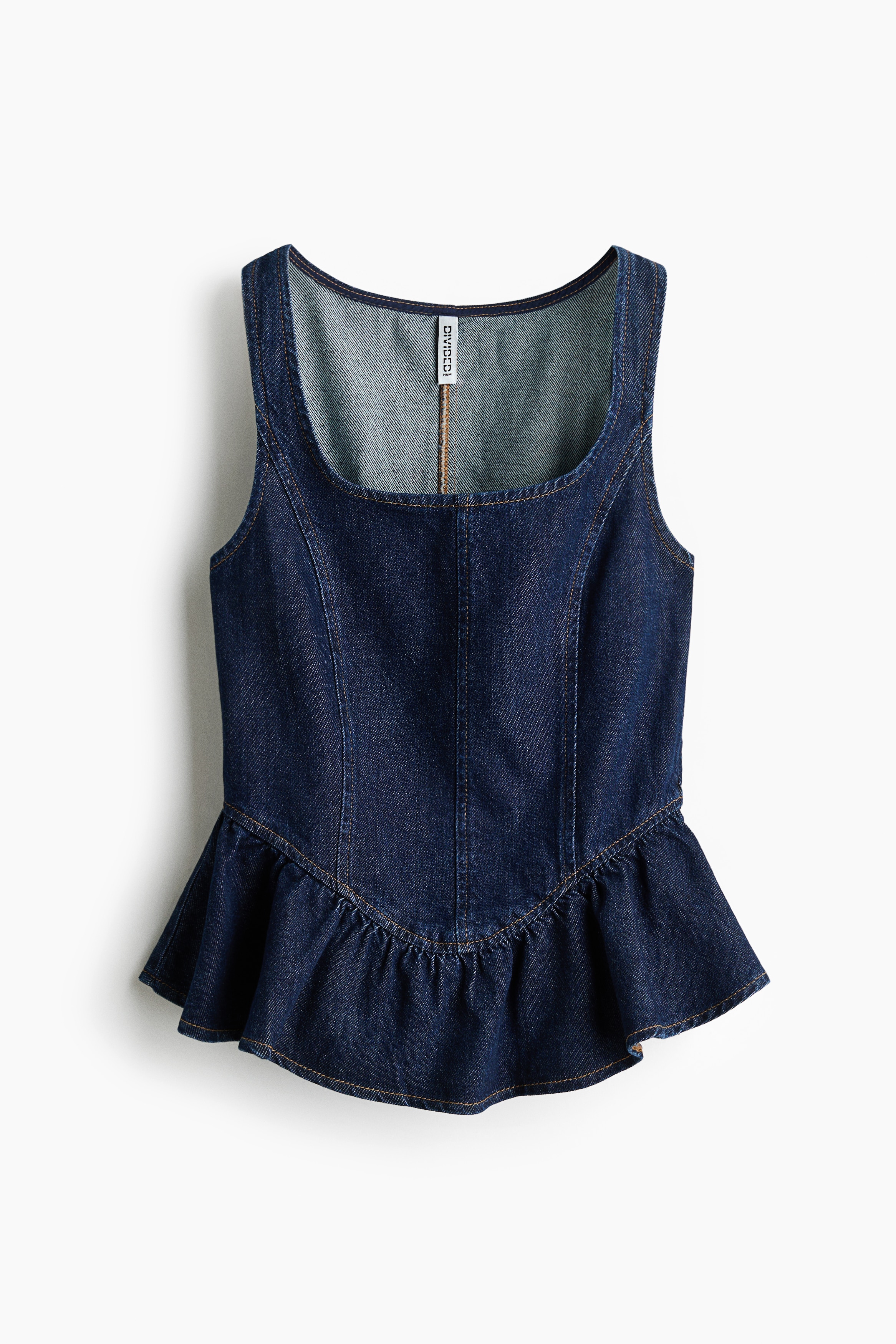 Denim peplum top - Dark denim blue