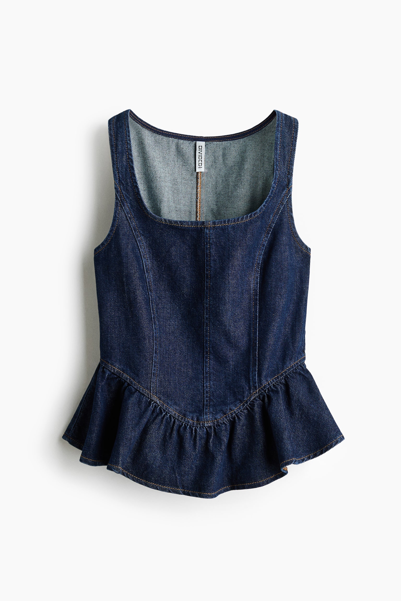Denim peplum top - Mørk denimblå - 1