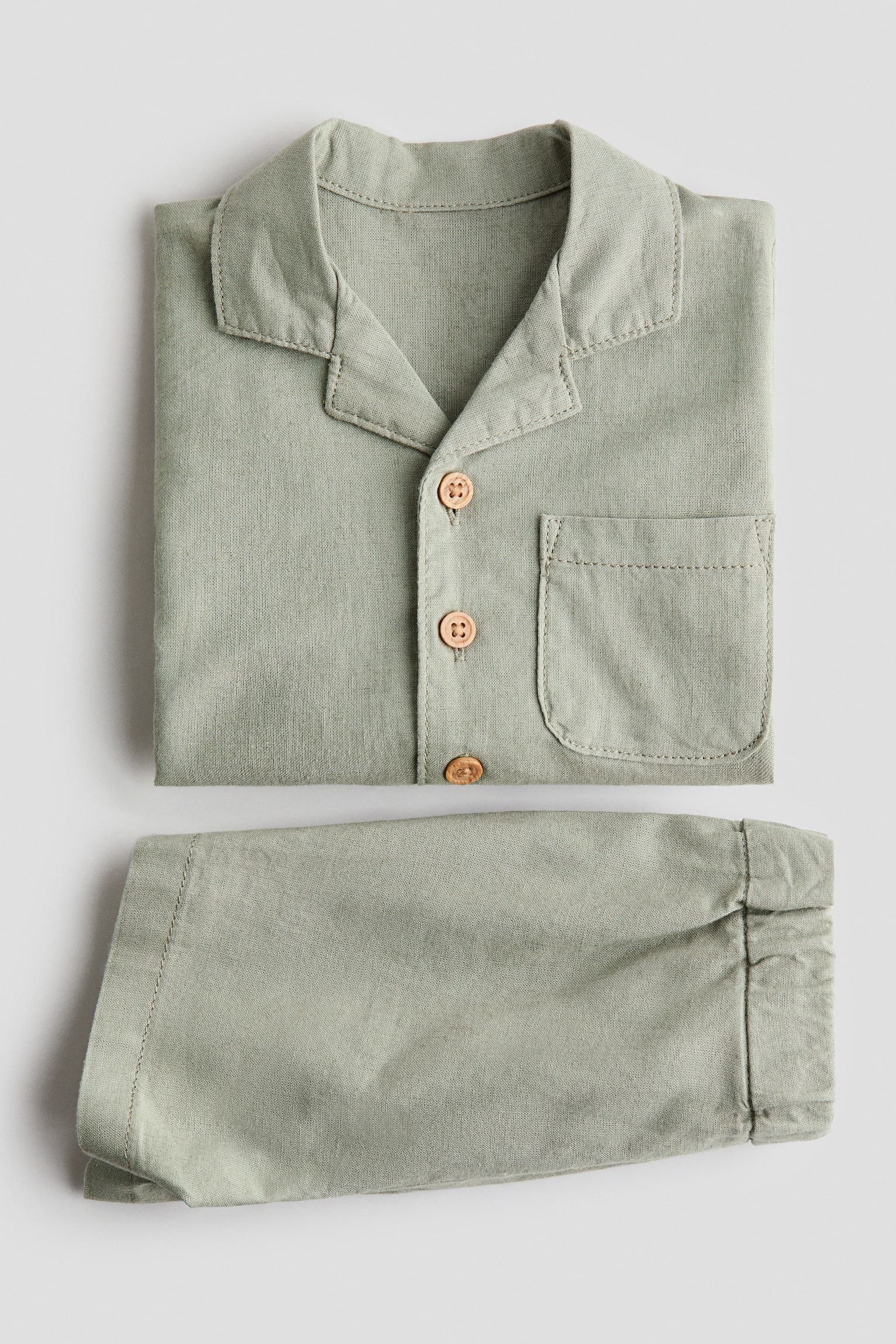 2-piece linen-blend set - Light khaki green/Dusty blue/Light beige/White striped/Turquoise/Striped - 2