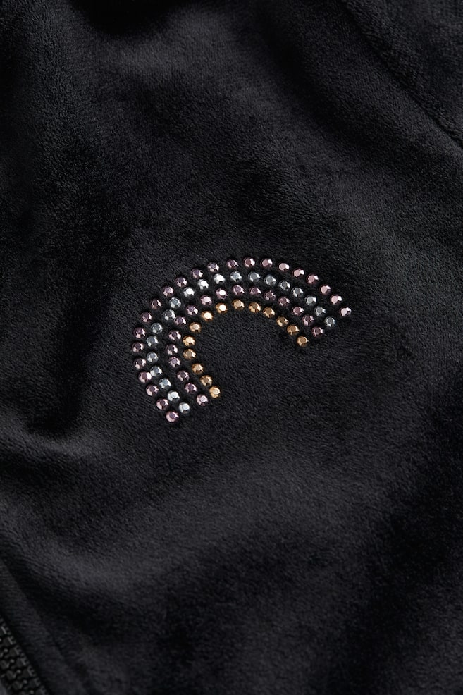 Velour zip-through hoodie - Black/Rainbow/Pink/Hearts/Beige/Leopard print/Light pink/Unicorn - 5