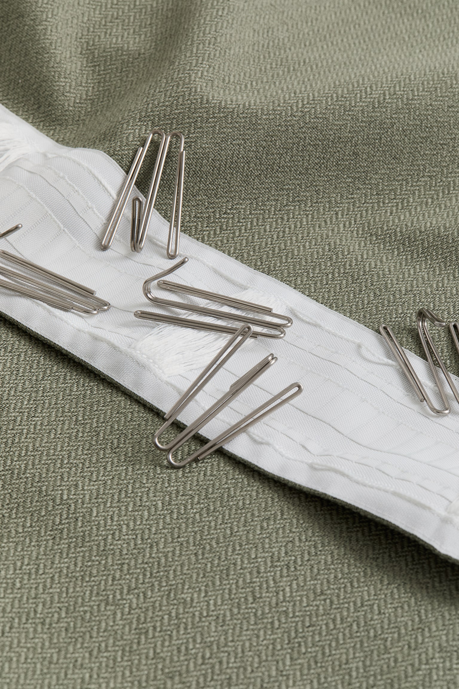 2-pack blackout herringbone curtain lengths - Khaki green/Beige marl - 3