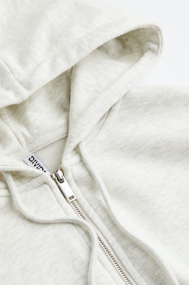 Oversized zip-through hoodie - Light grey marl/Black/Beige/Light grey marl - 4