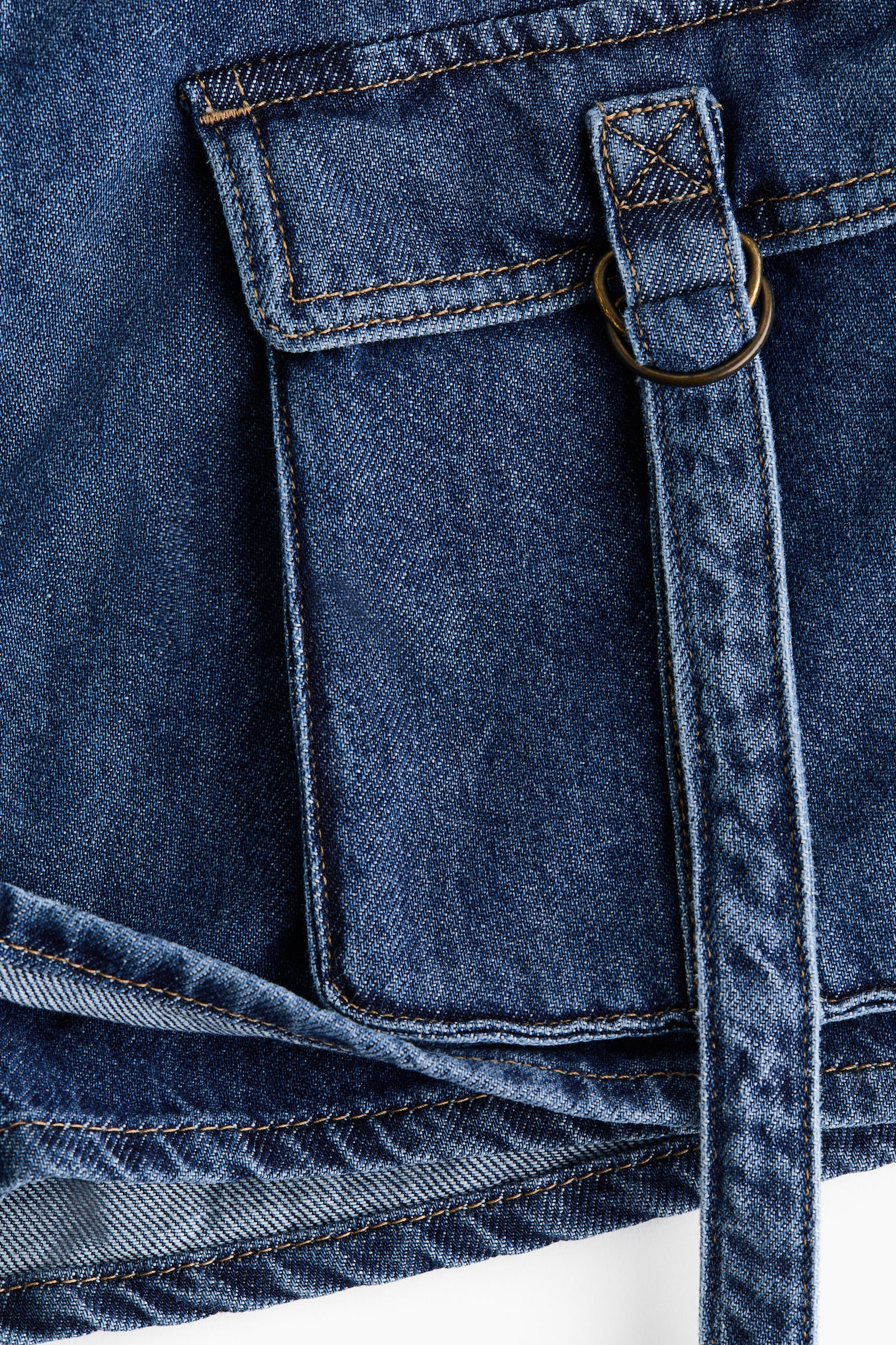 Женская юбка-шорты H&M Cargo Denim Skort, цвет: Джинсовый синий — фото 6