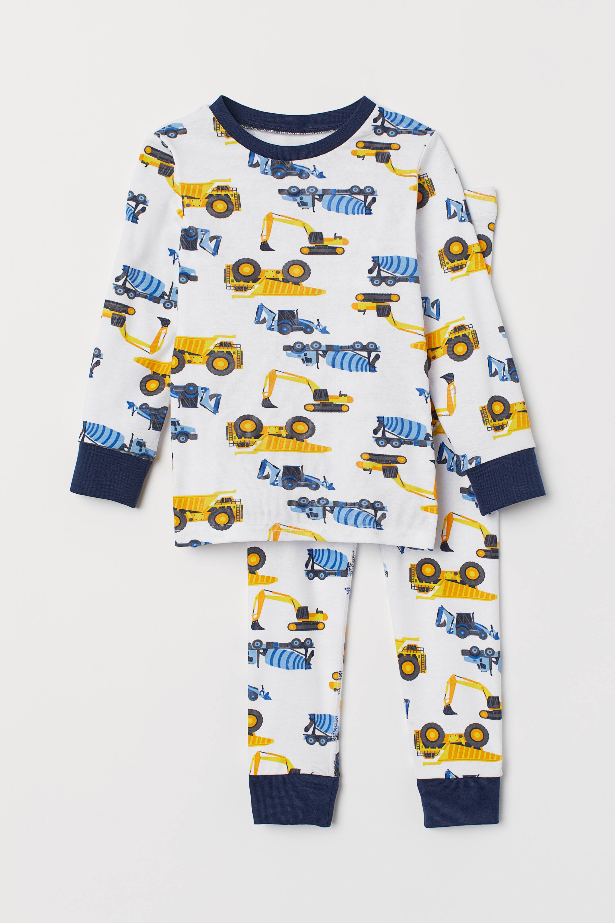 View larger image: Jersey pyjamas - White/Vehicles - Kids | H&M 1