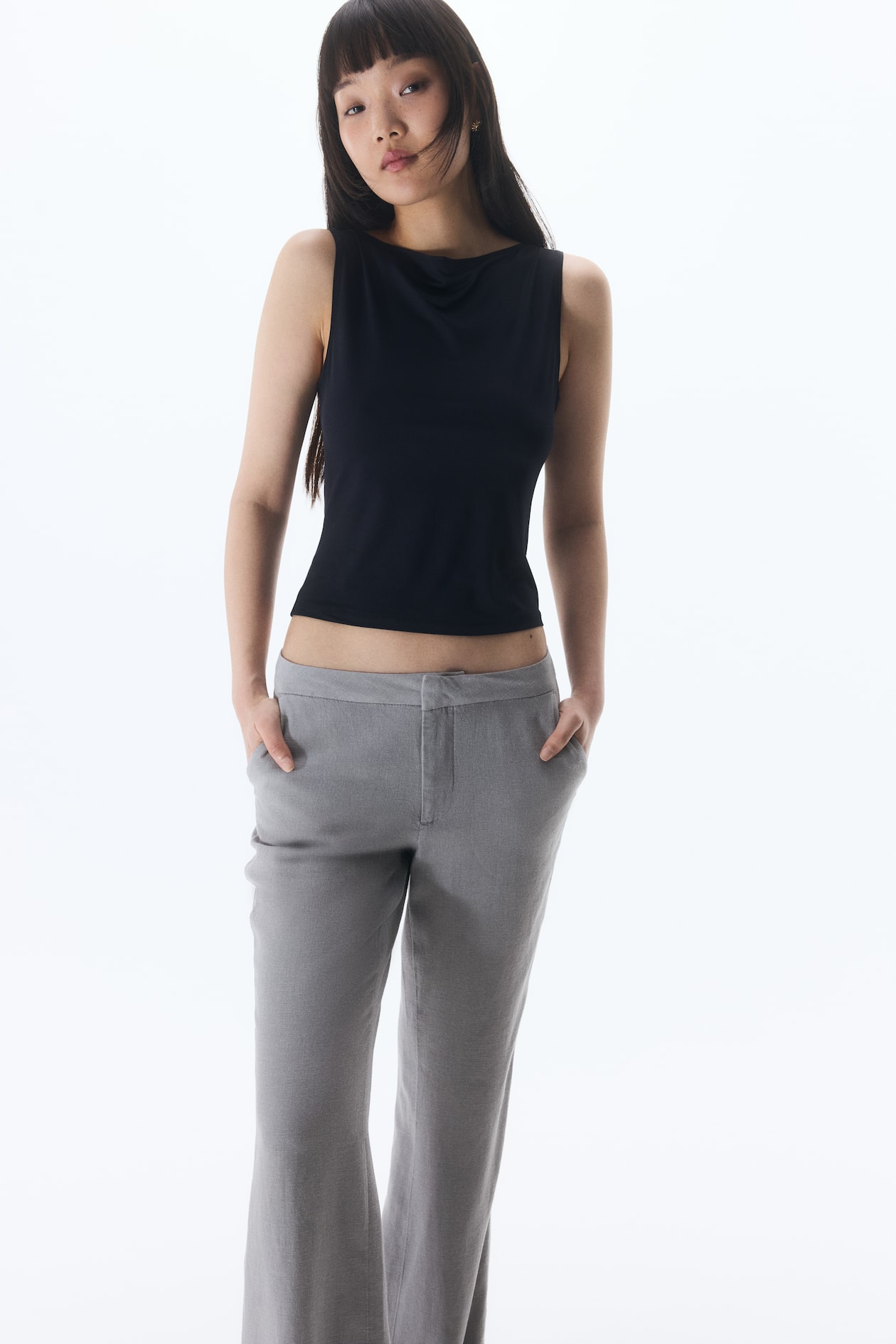 Linen-Blend Dress Pants
