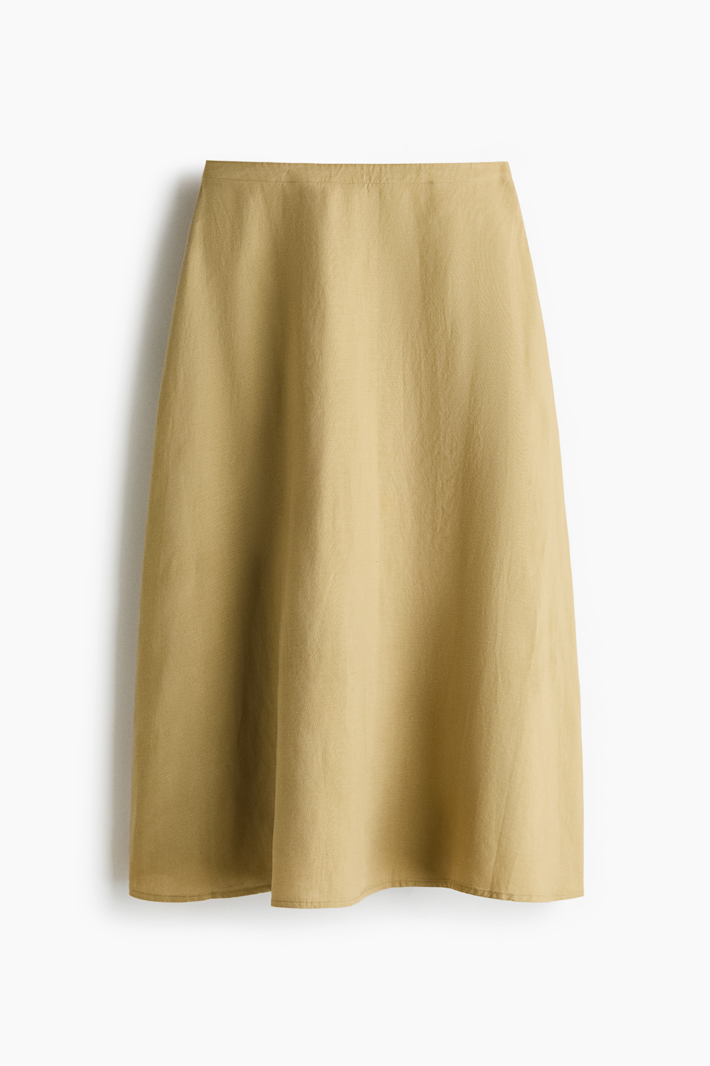 Linen-blend midi skirt - Beige/Light yellow