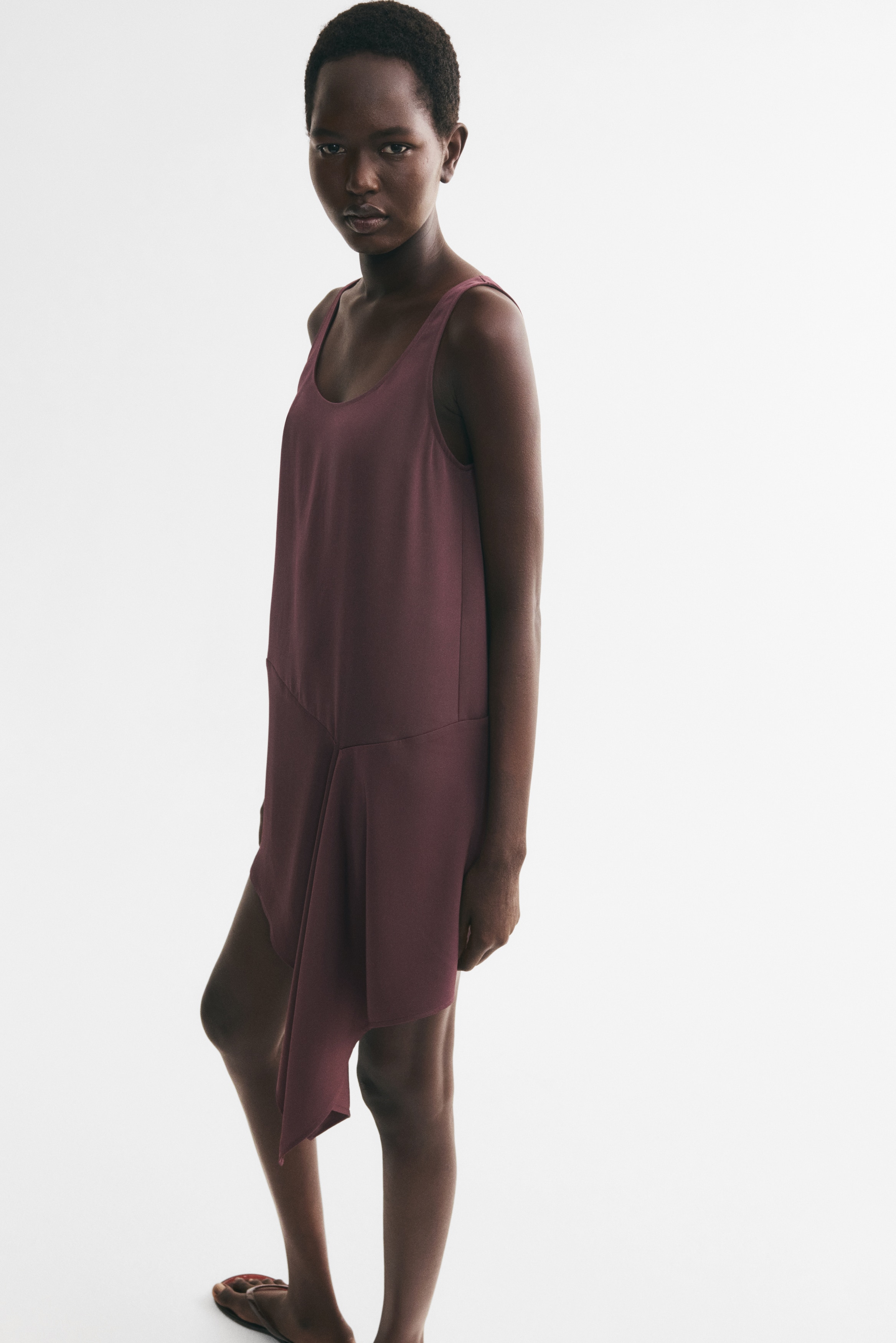 Draped-Panel Twill DressModel