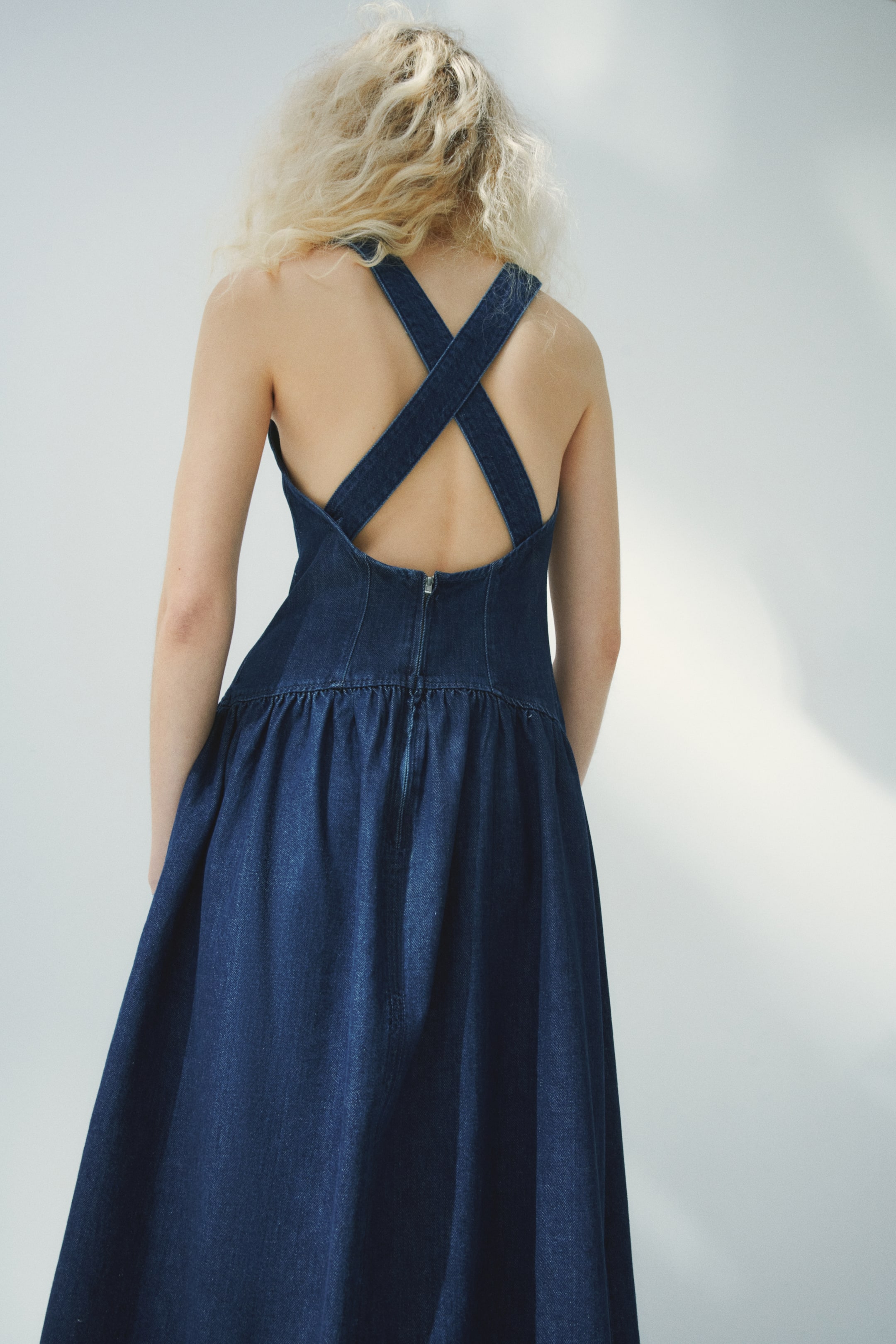Denim Dress with Flared Skirt