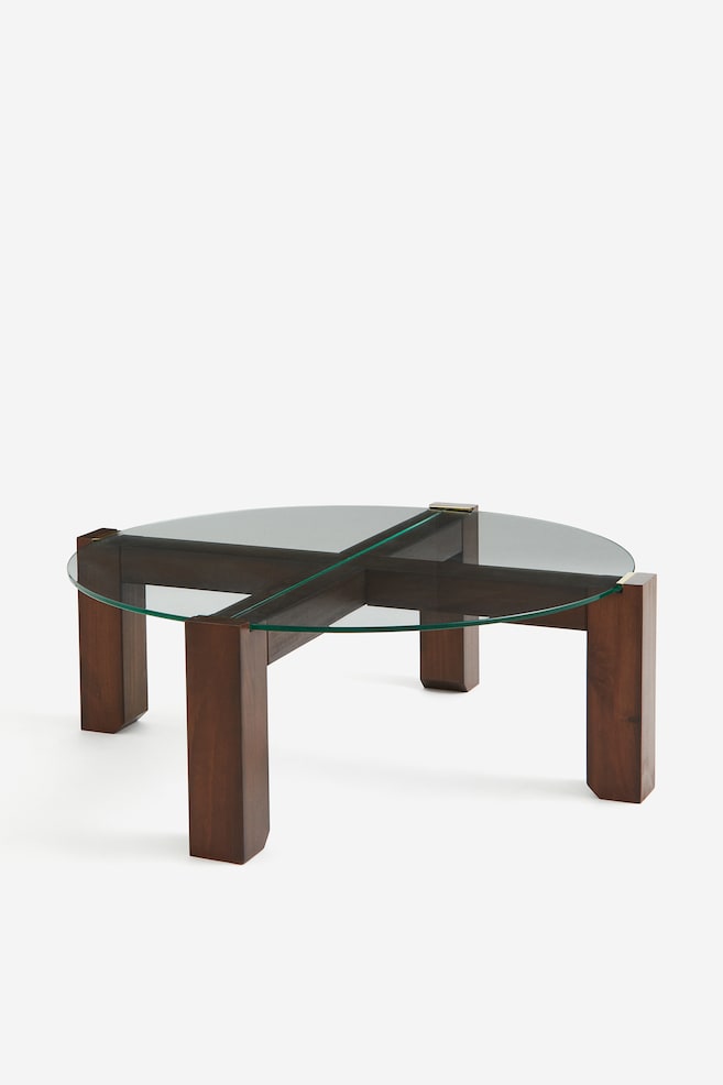 Glass-top coffee table - Brown - 1