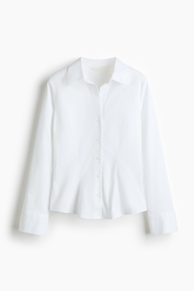 Fitted Shirt - White/Light blue/striped - 1