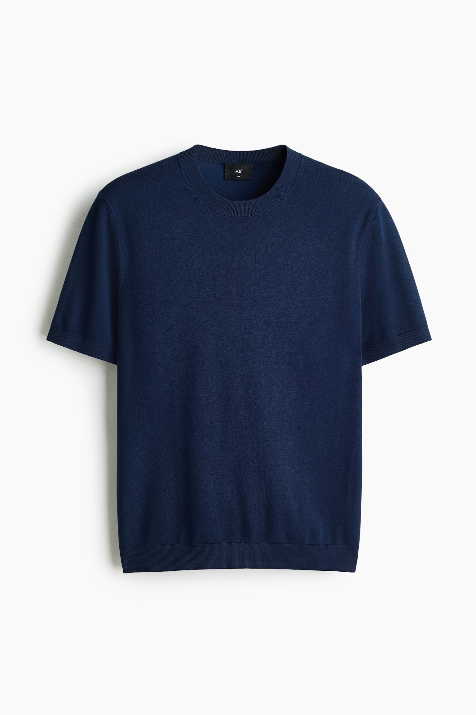 Stickad T-shirt Slim Fit - Mörkblå/Svart/Beige/Vit - 1