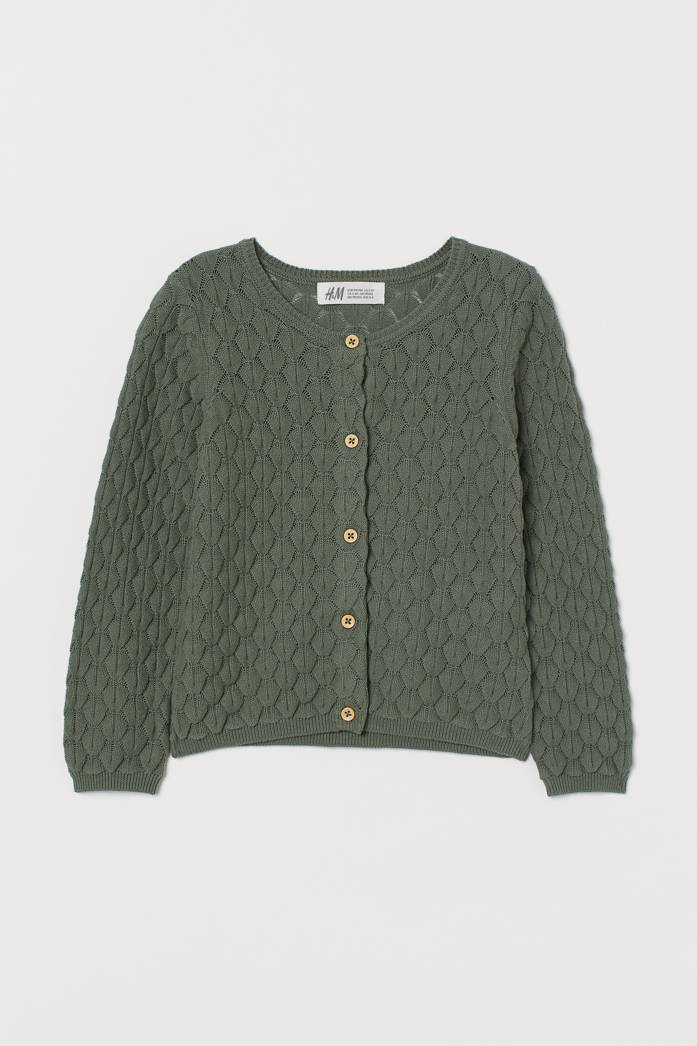 トップス Cotton Knit Cardigan 2 Moss Green Moss Green Cotton blend Cardigan – Fashion Brand Company