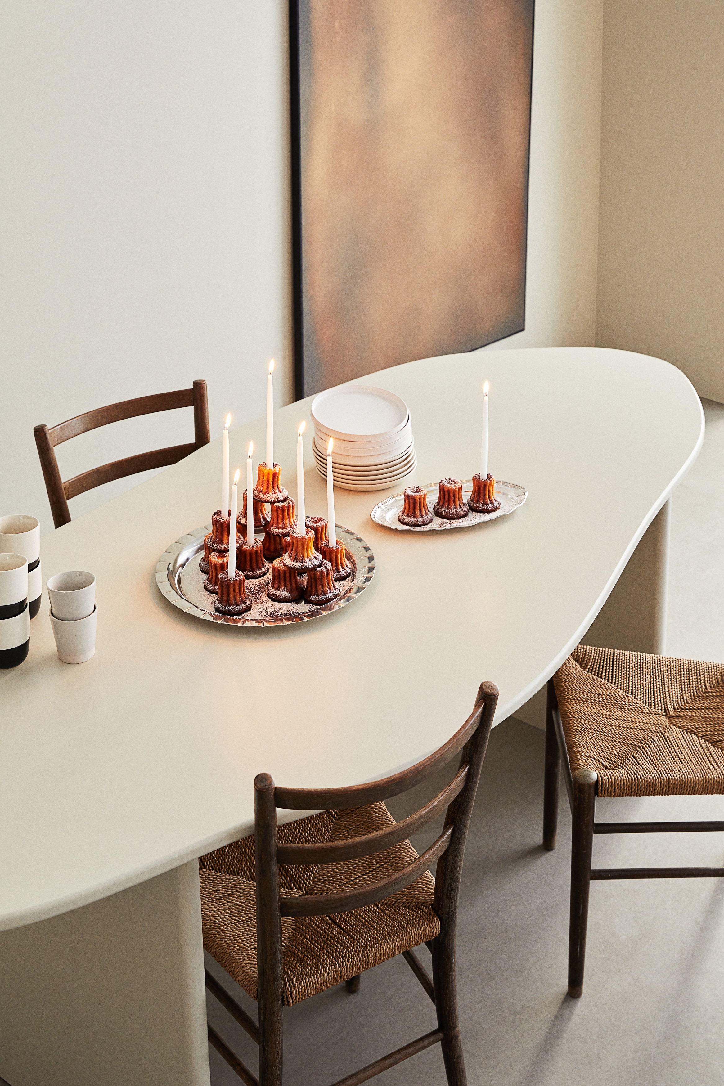 Table À Manger Asymétrique - Mdf, Beige