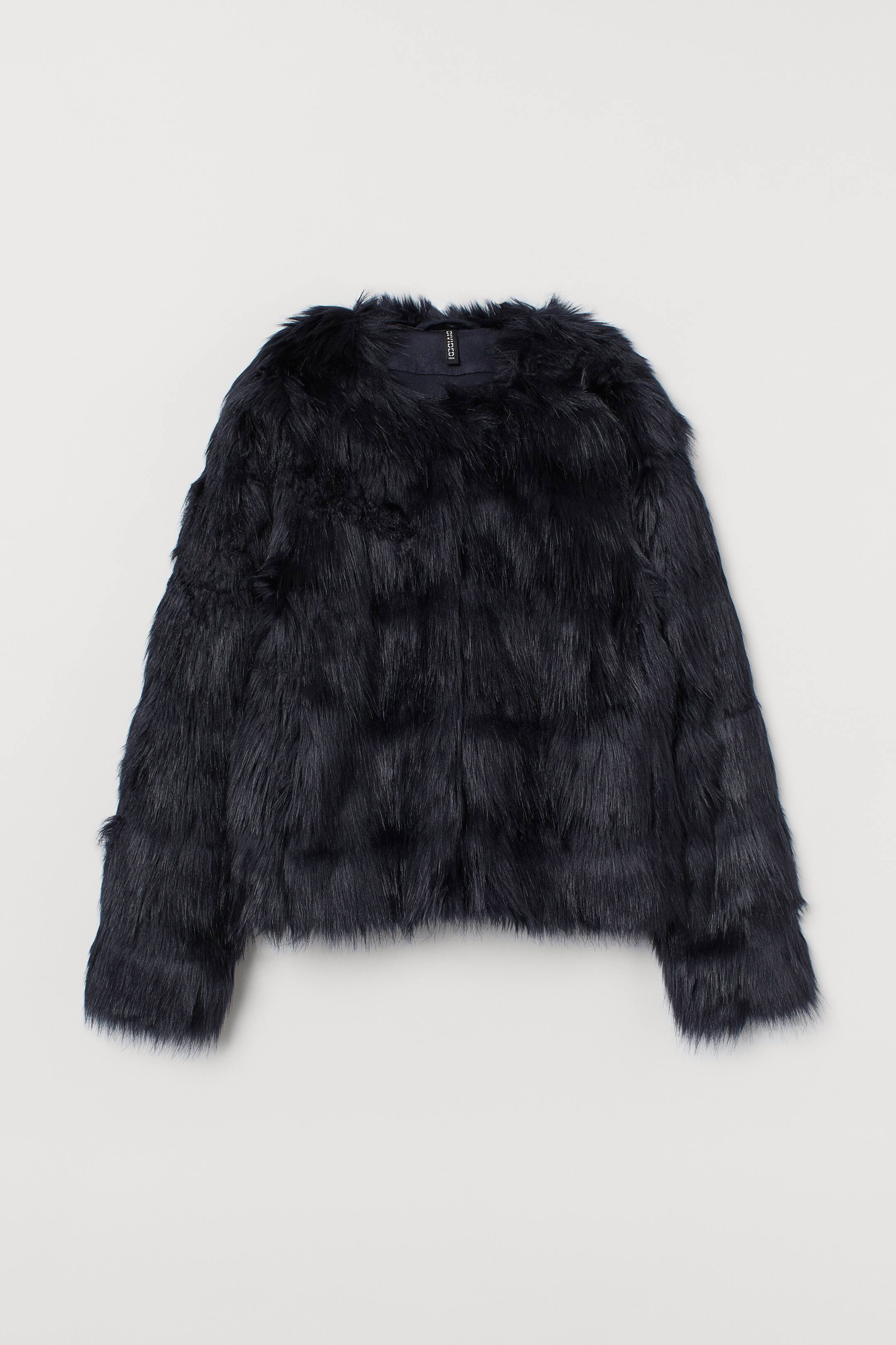View larger image: Short faux fur jacket - Midnight blue - Ladies | H&M GB 1