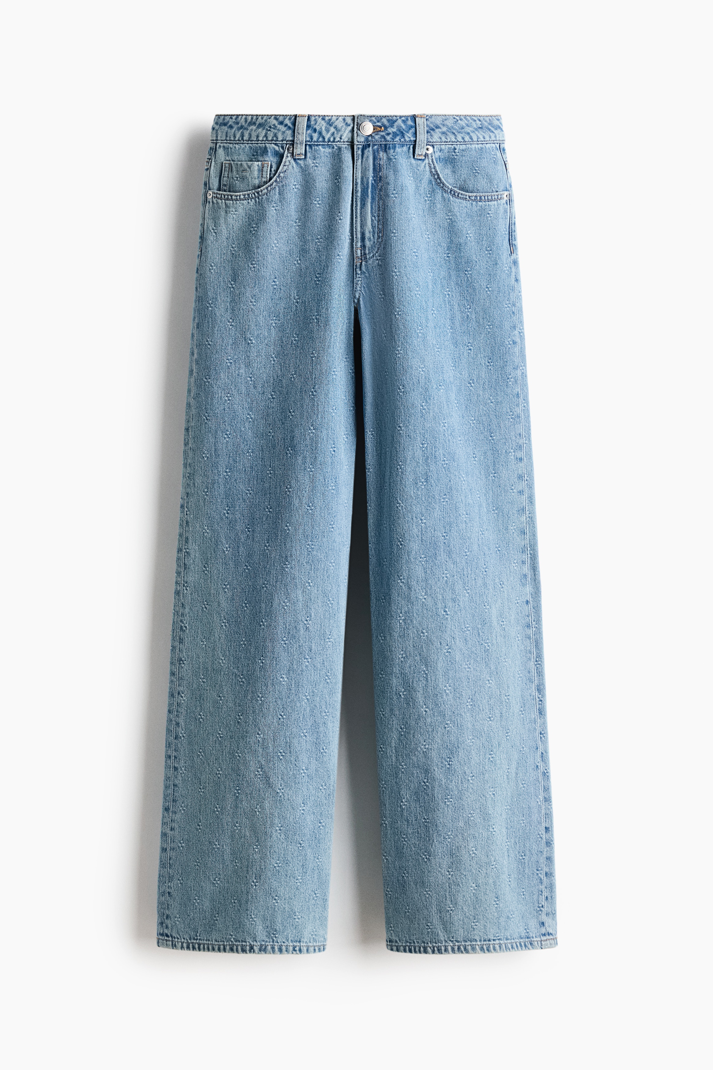 Wide High Waist Jeans - Denimblå