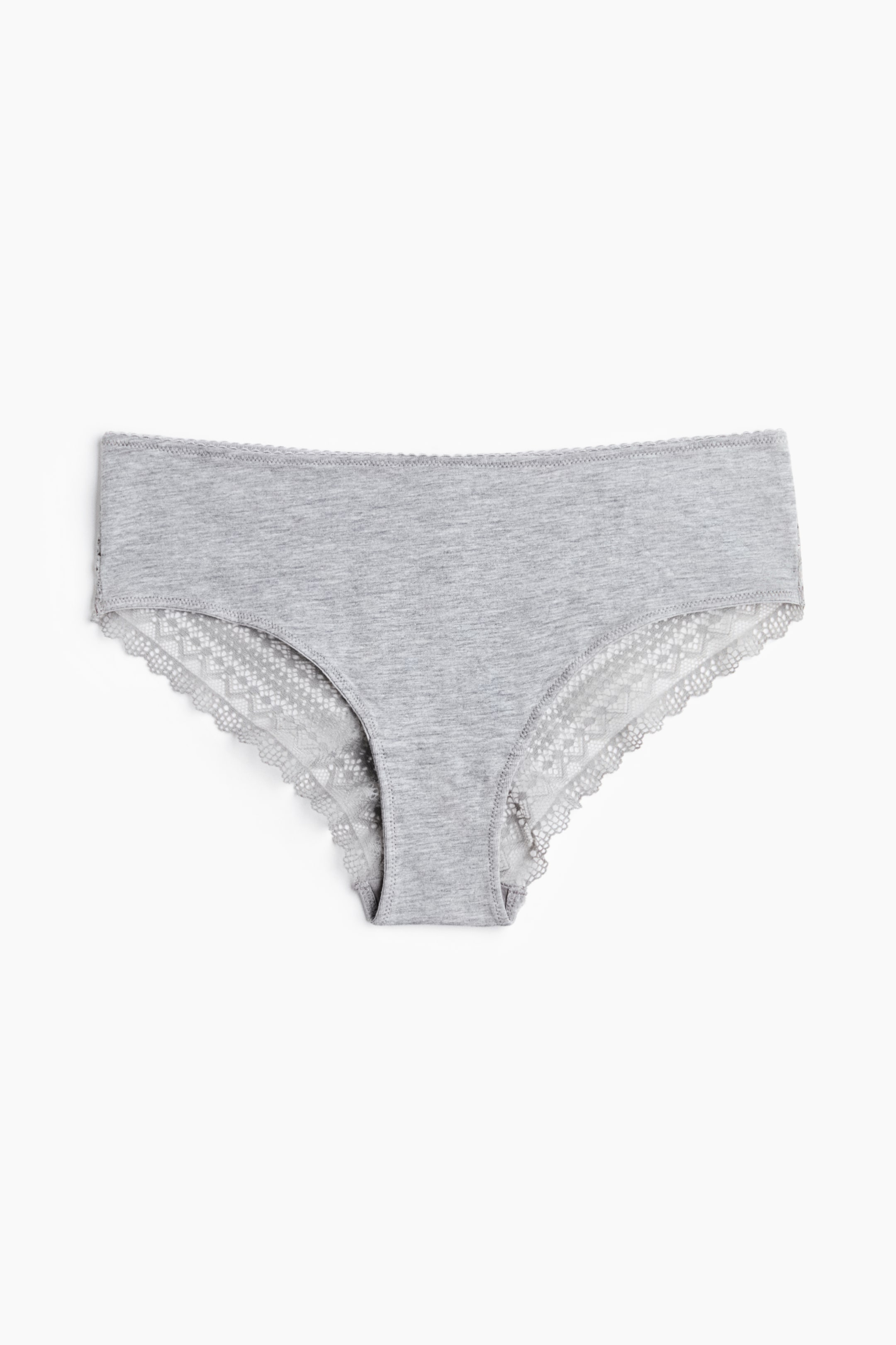 View larger image: 3-pack cotton and lace hipster briefs - Light grey marl/Black/White - Ladies | H&M IN 2