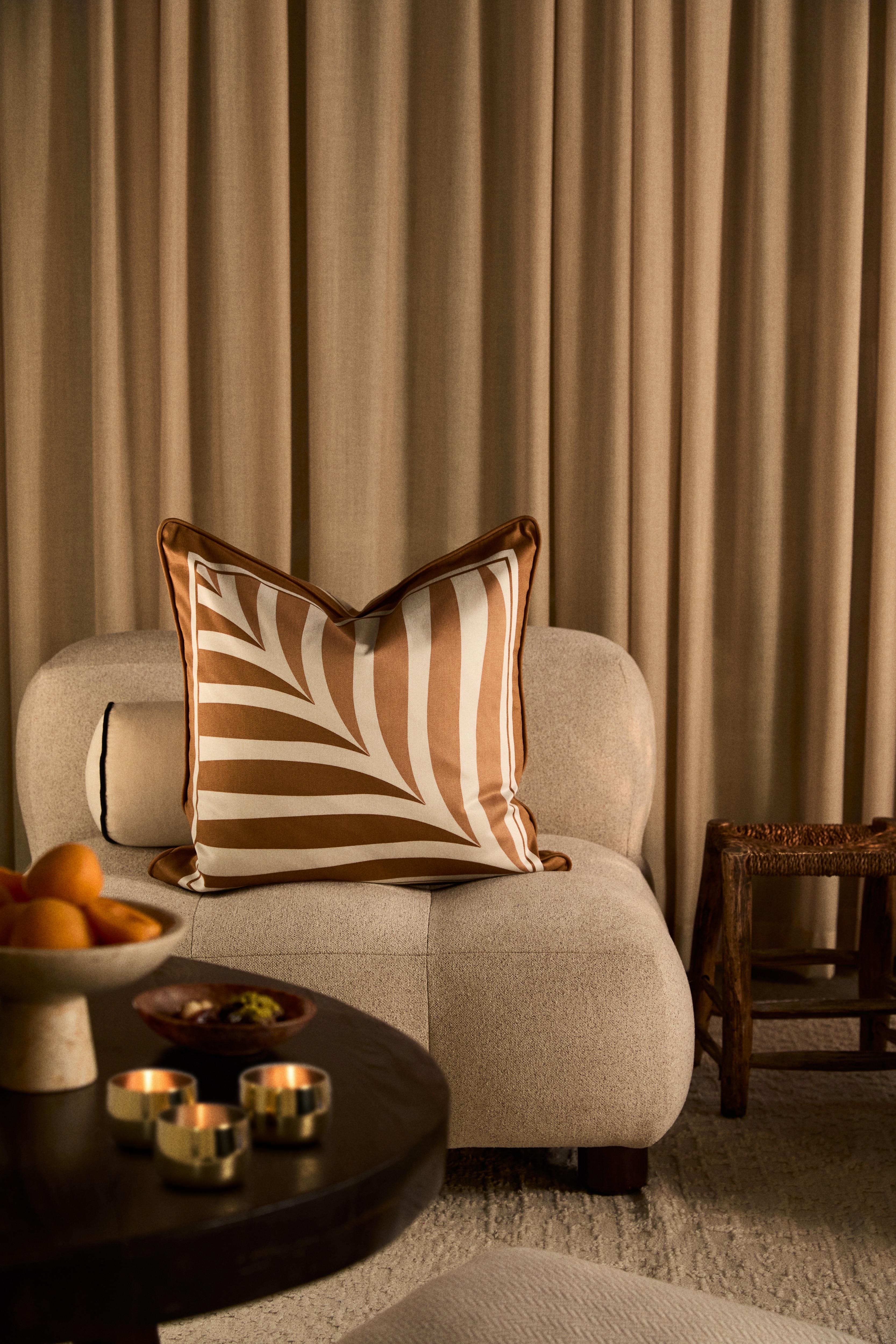 Housse de coussin en satin imprimé - Beige/motif/Vert/motif