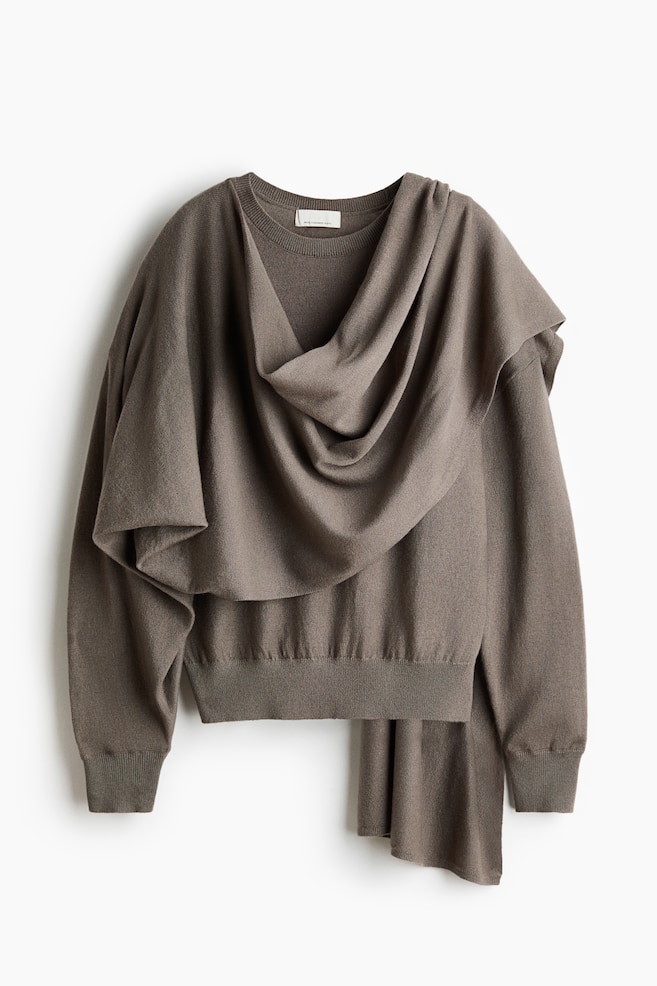 Cashmere-blend scarf-detail jumper - Mole - 1