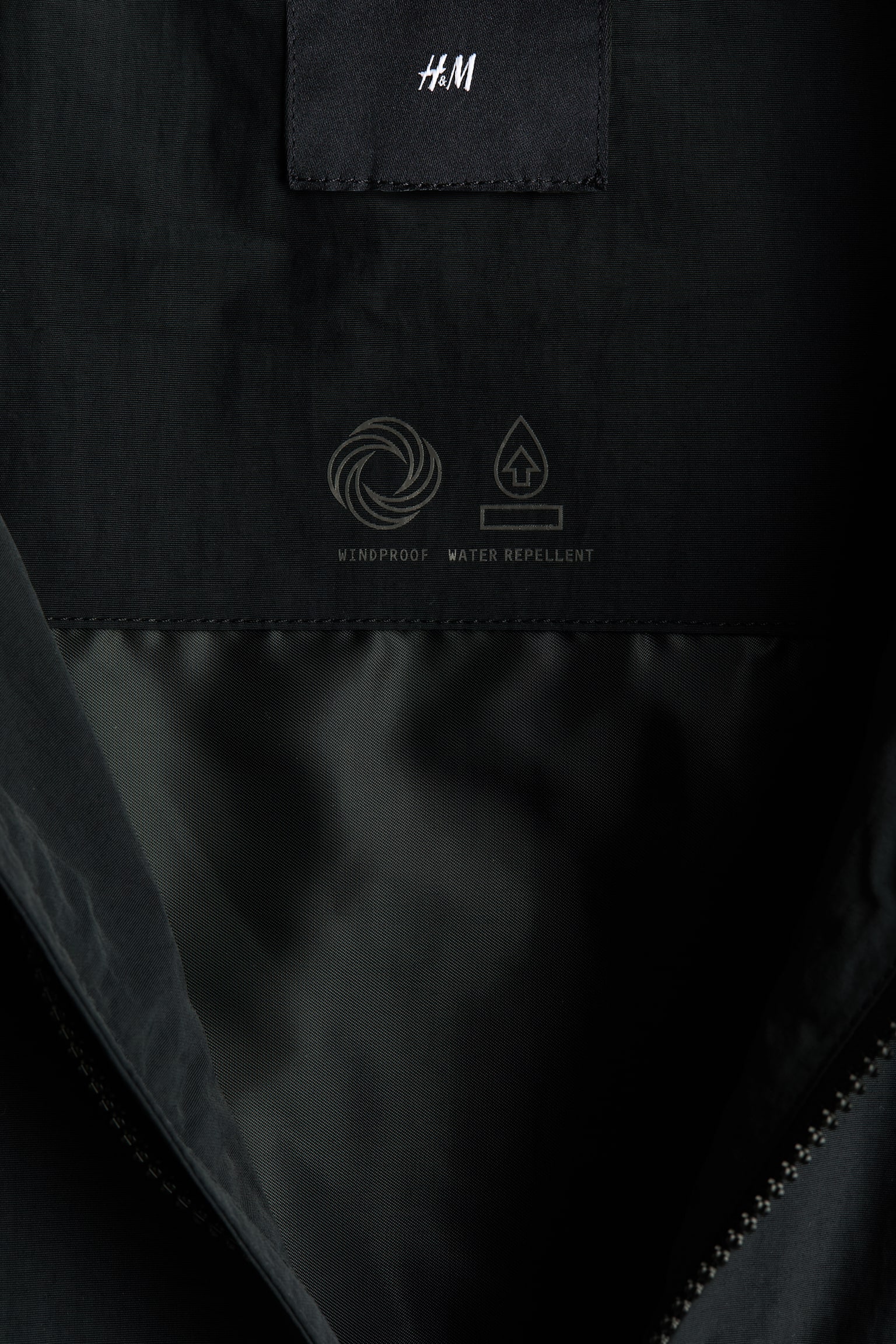Мужская куртка H&M Water-Repellent Nylon Windbreaker, цвет: Чёрный — фото 8