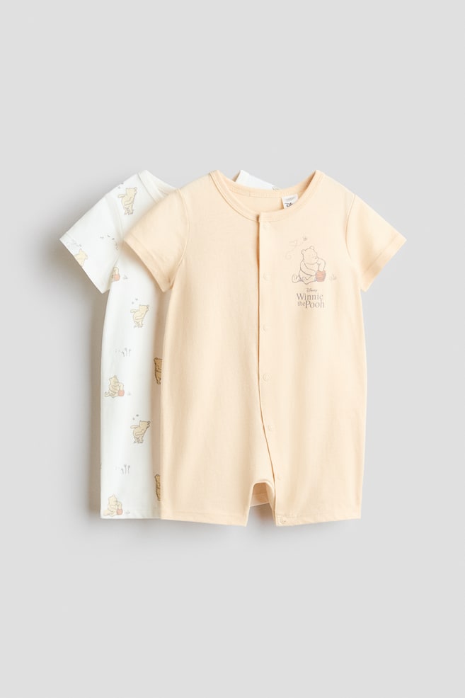 2-Pack Printed Cotton Pajama Jumpsuits - Light yellow/Winnie the Pooh/Light turquoise/The Lion King/Light gray/Mickey Mouse - 1