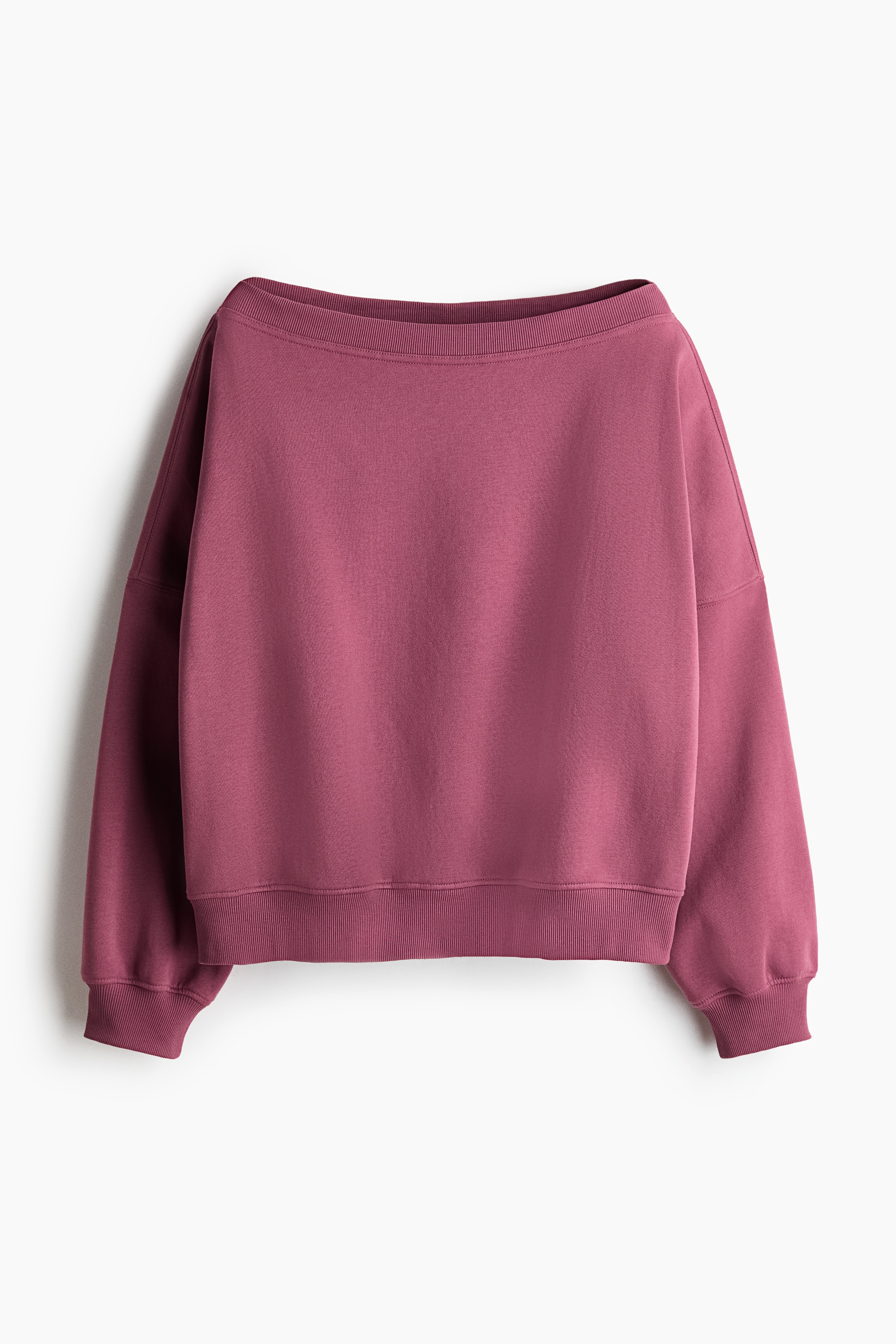 Off-the-shoulder sweatshirt - Dark dusty pink/Light beige