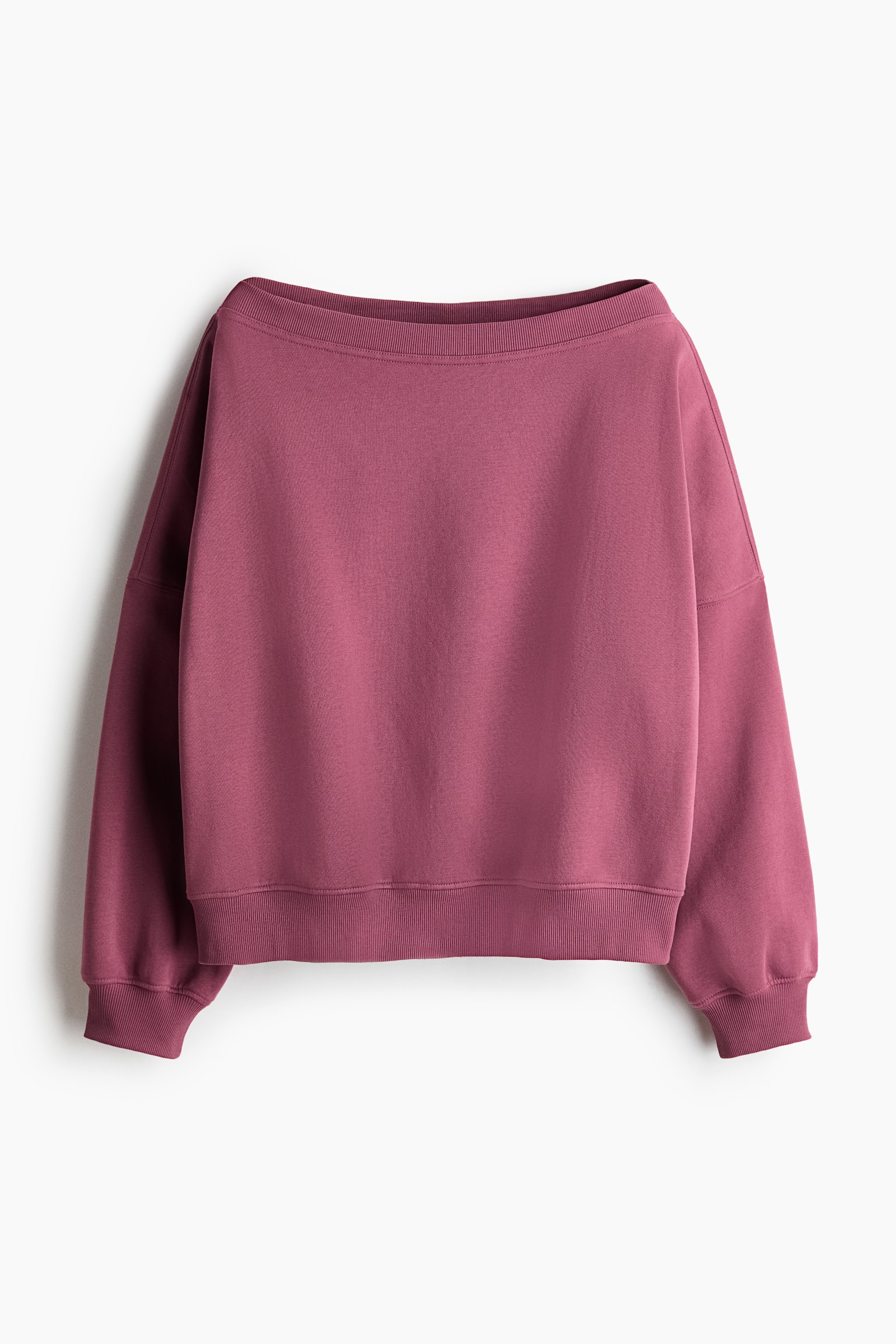Женский свитшот H&M Off-the-Shoulder, цвет: Тёмный пыльный розовый — фото 1