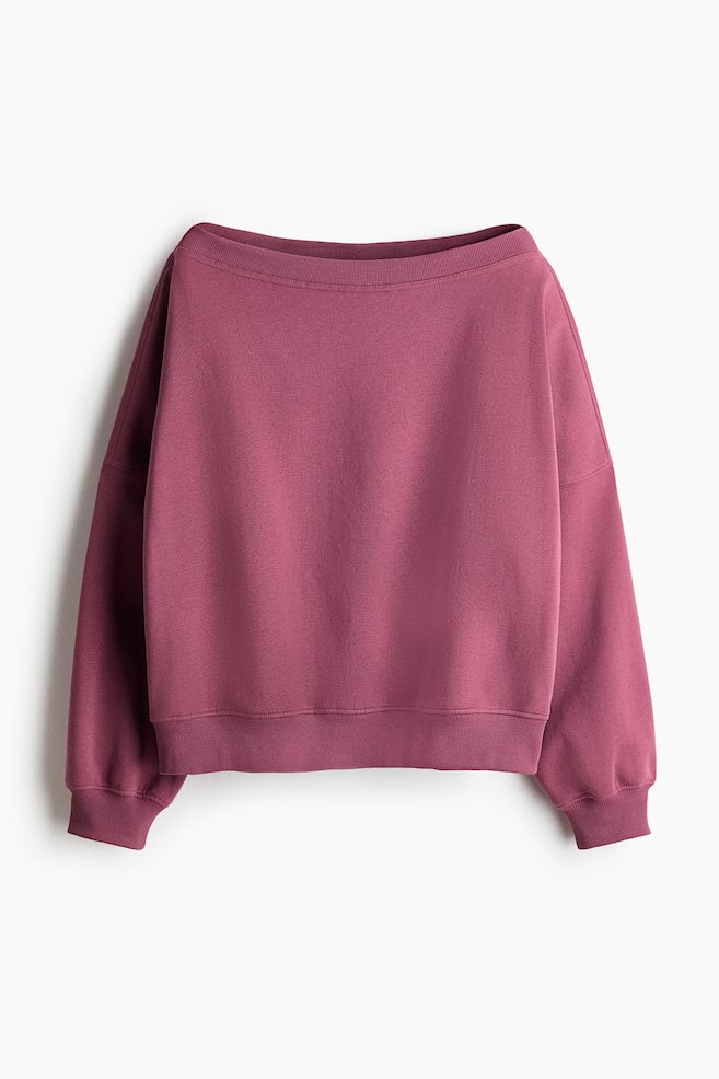 Off-Shoulder-Sweatshirt - Dunkles Mattrosa/Hellbeige - 1