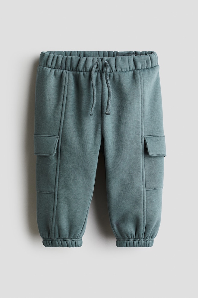 Pantalon jogger cargo à l'intérieur brossé - Turquoise foncé/Beige - 1
