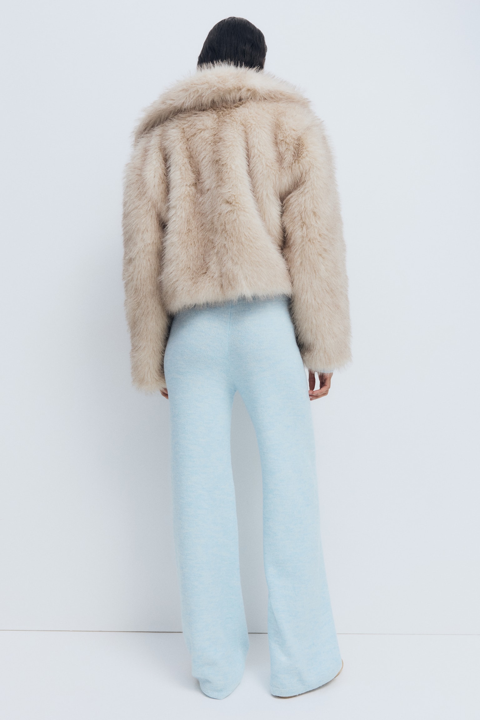 Knitted pull-on trousers - Light blue marl/Dark grey - 3