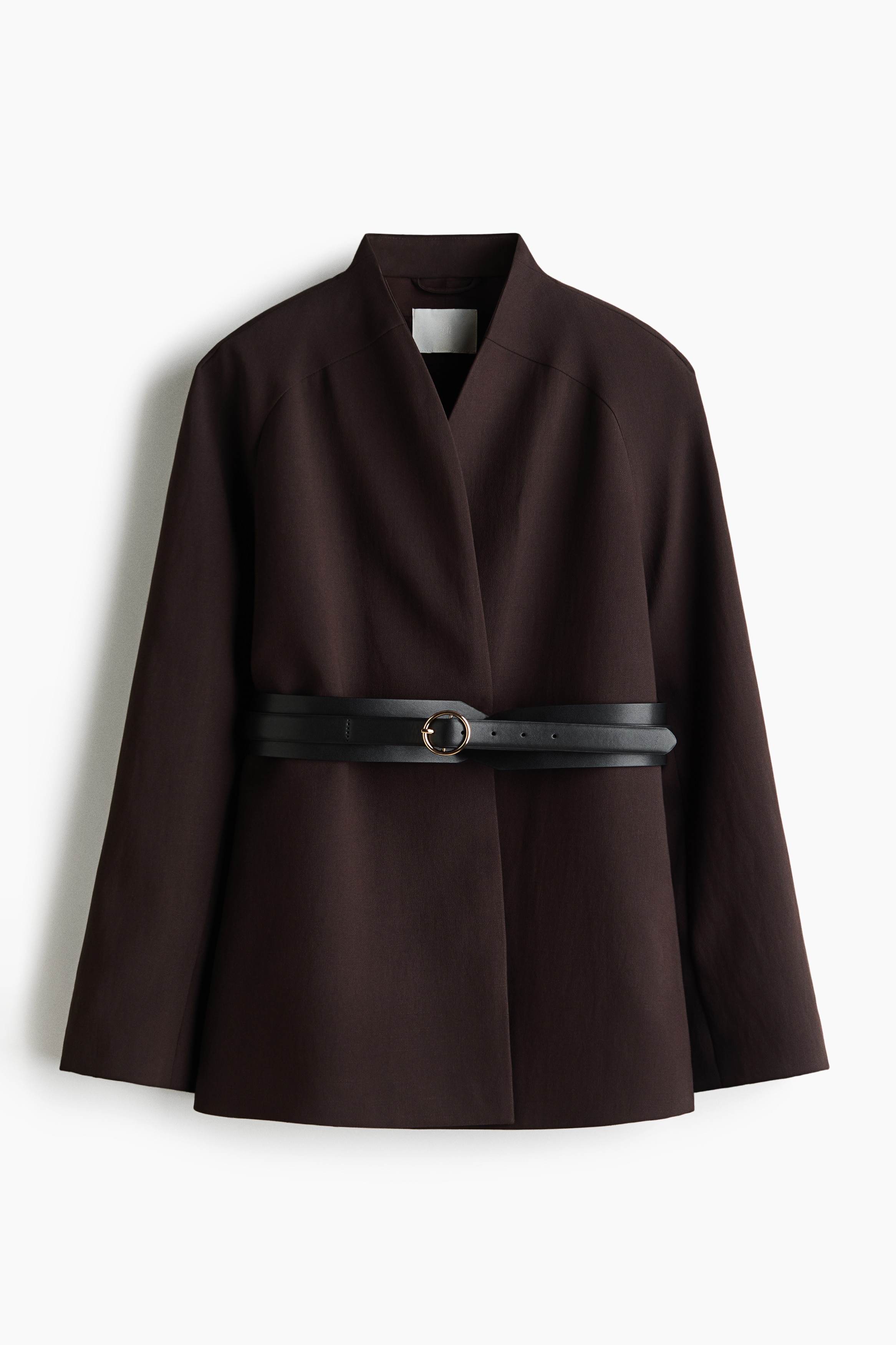 Reversloser Blazer mit Gürtel - Dunkelbraun