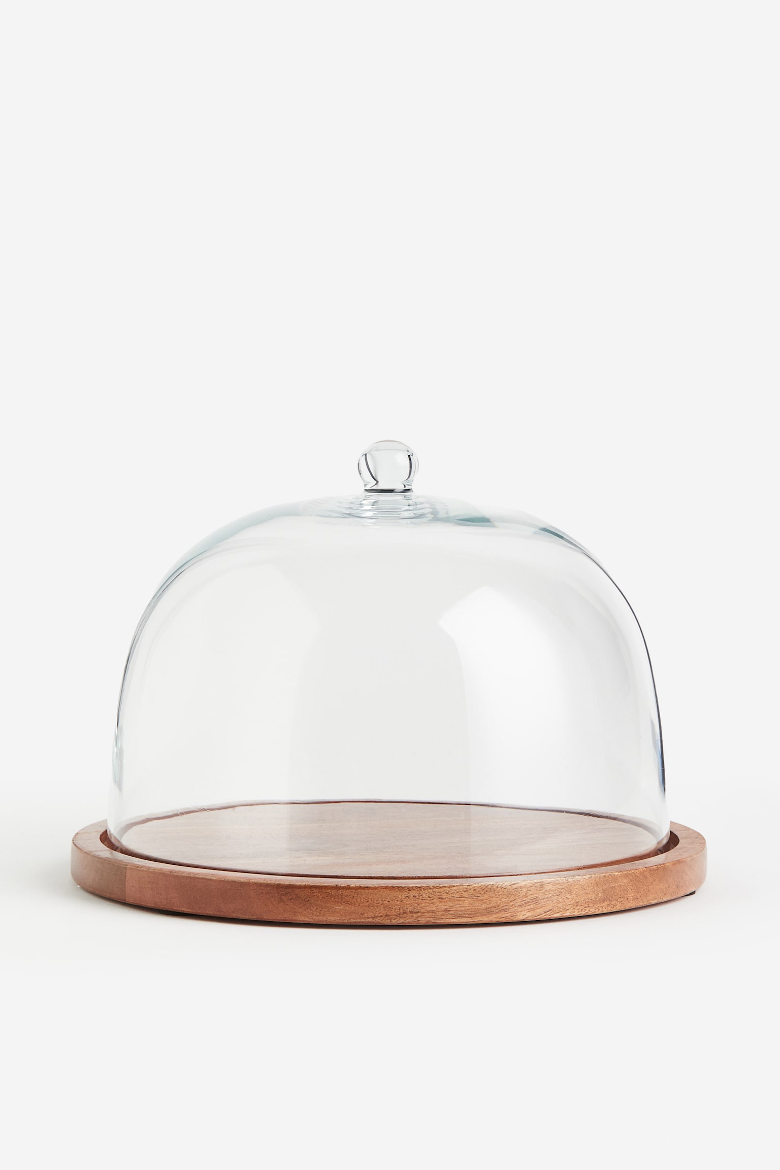 Glass dome with a wooden tray - Brown