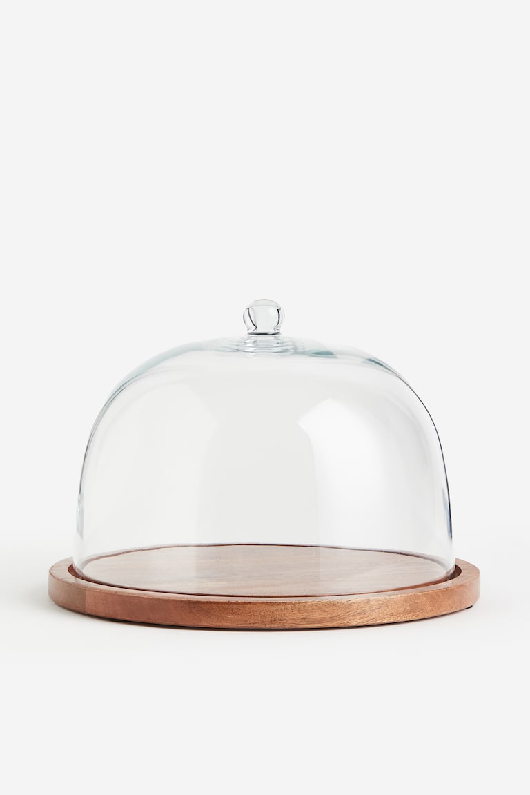 Glass Dome with Wooden Tray