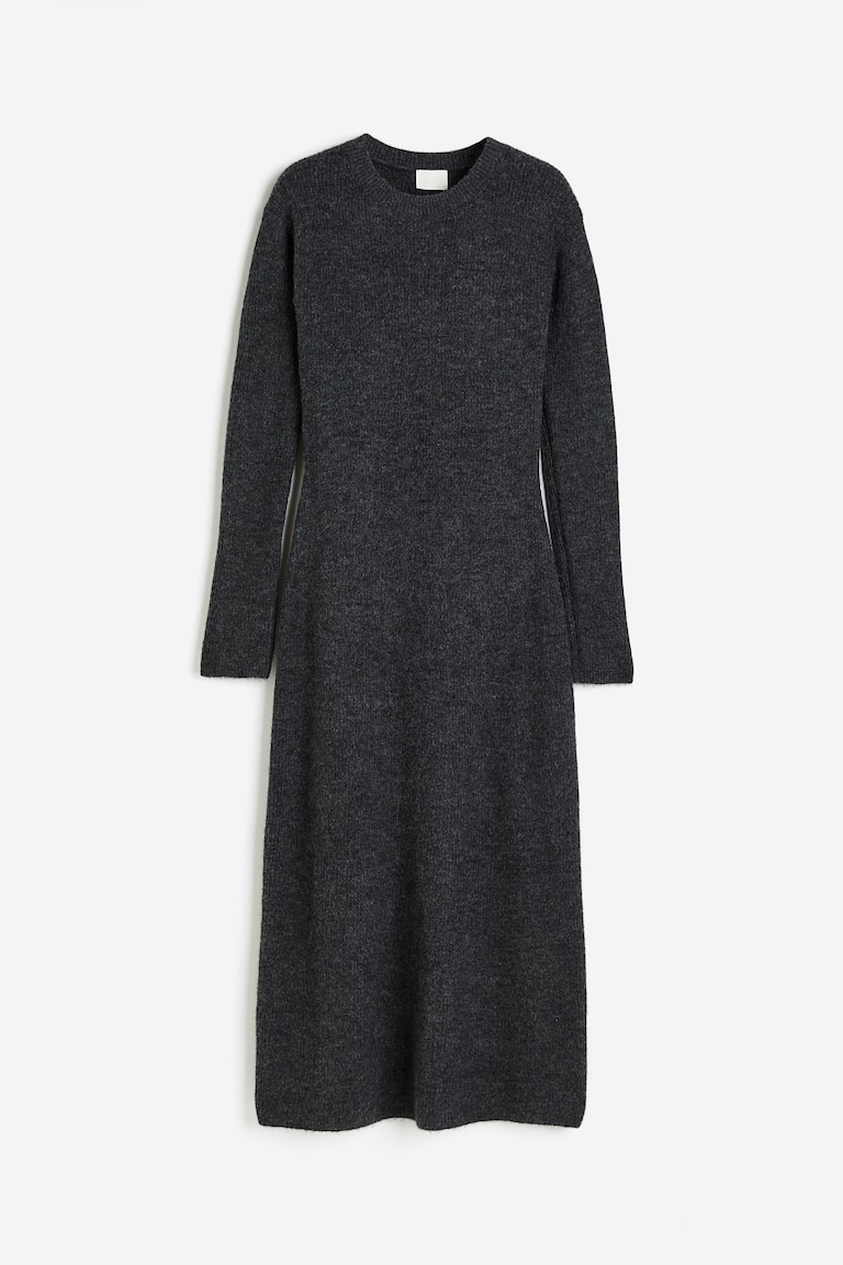 rib knit dress h&m grey Women's Dark grey Rib-knit dress