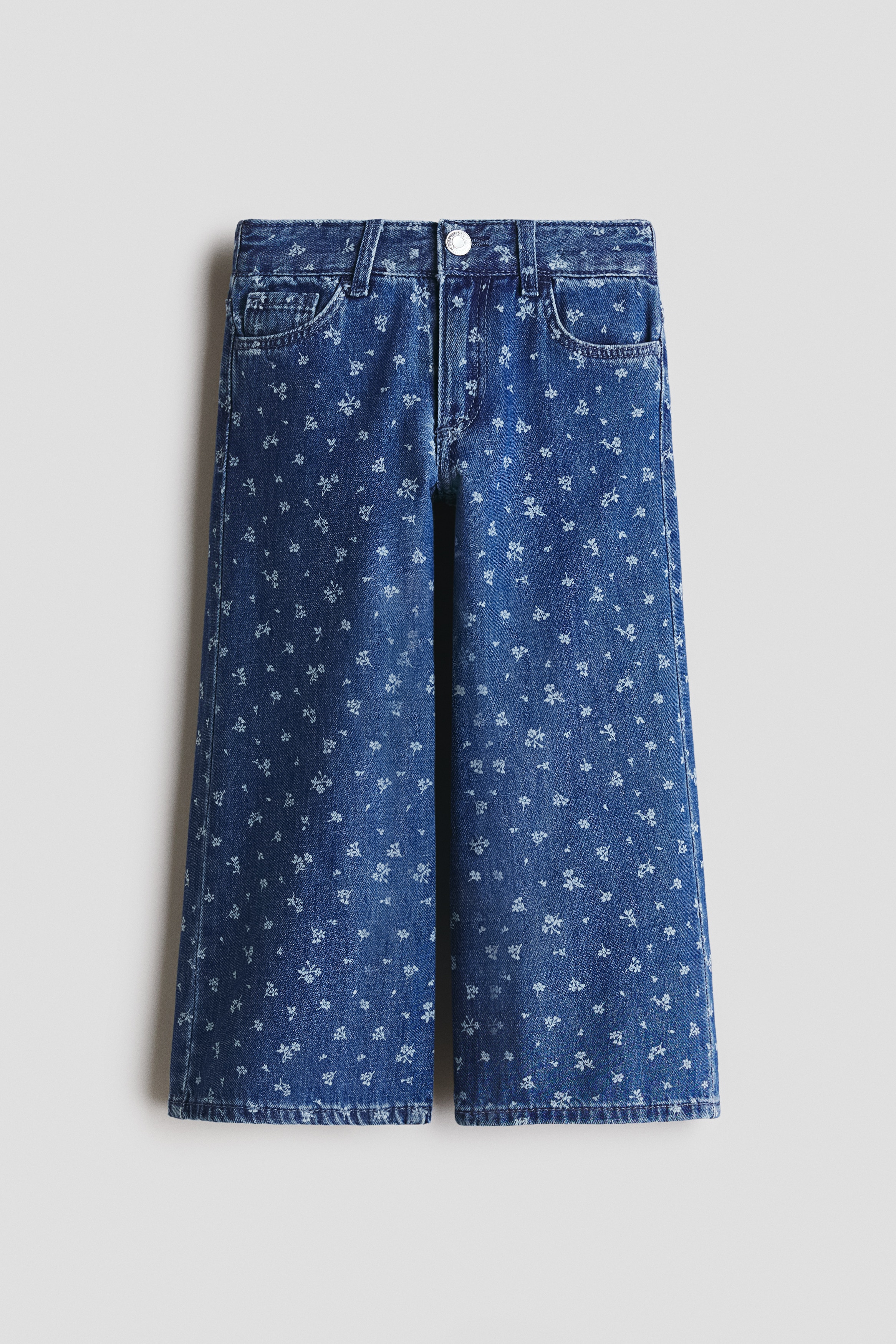 Wide-Leg Jeans with Motif - Denim blue/floral