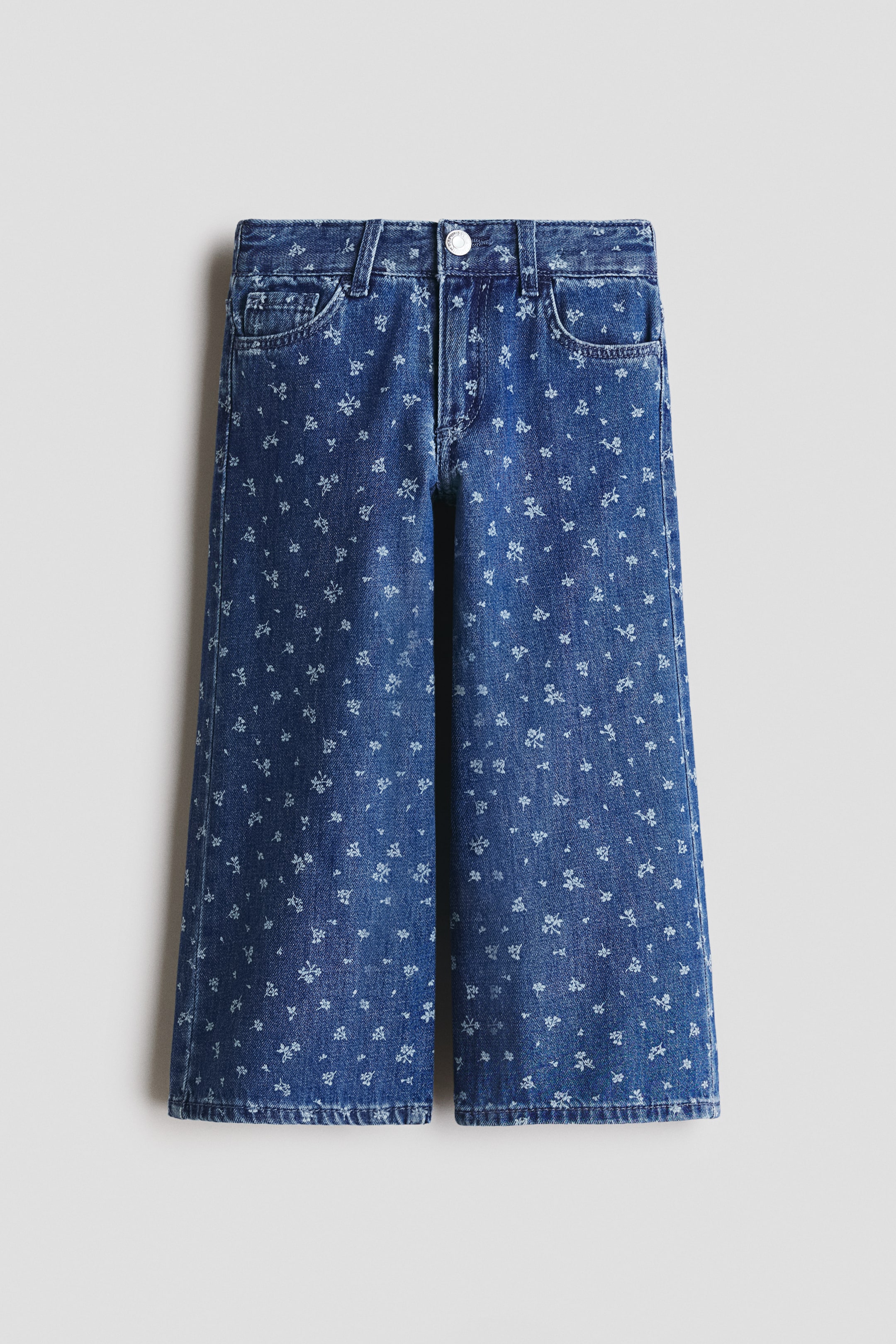 View larger image: Wide-Leg Jeans with Motif - Denim blue/floral - Kids | H&M US 1