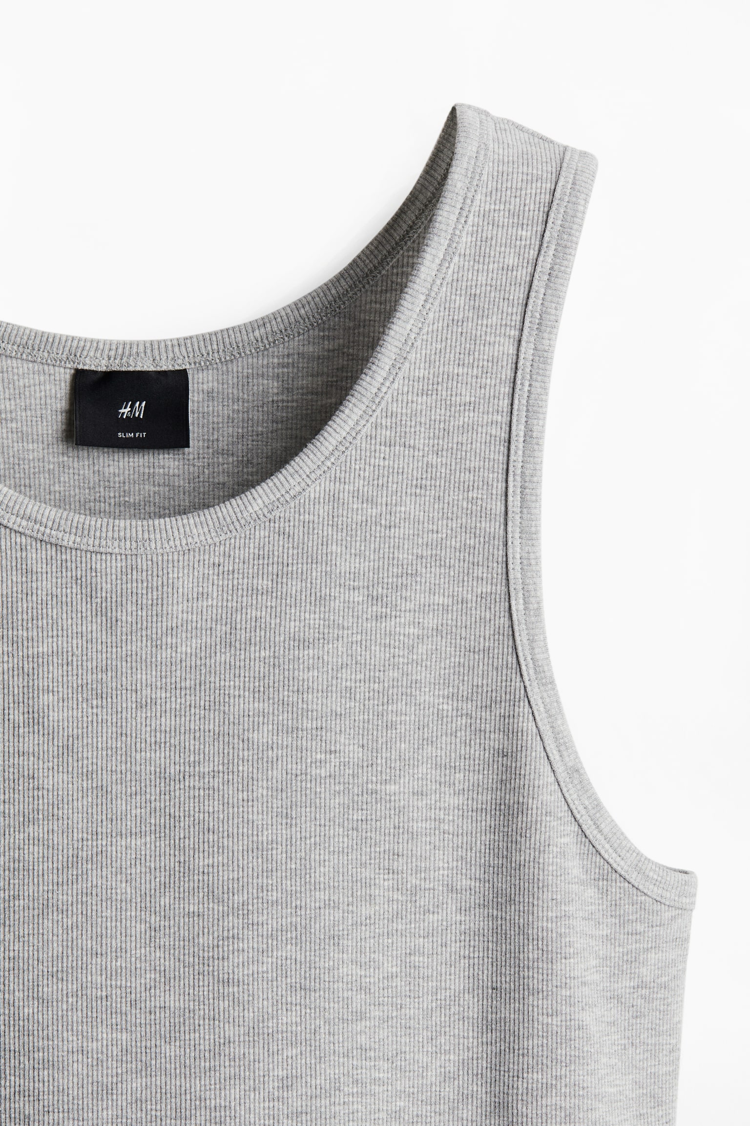 Slim Fit Ribbed vest top - Grey marl/White/Black - 5