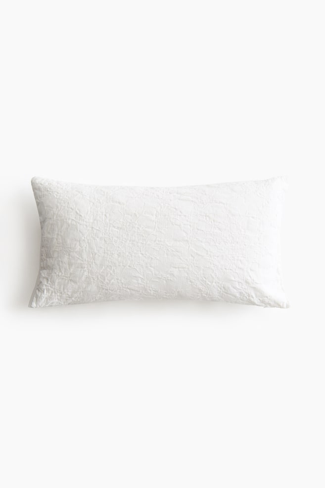 Jacquard-weave cushion cover - White/Light taupe - 1