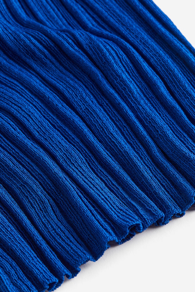 Sheer rib-knit turtleneck top - Blue/Beige/Black - 5