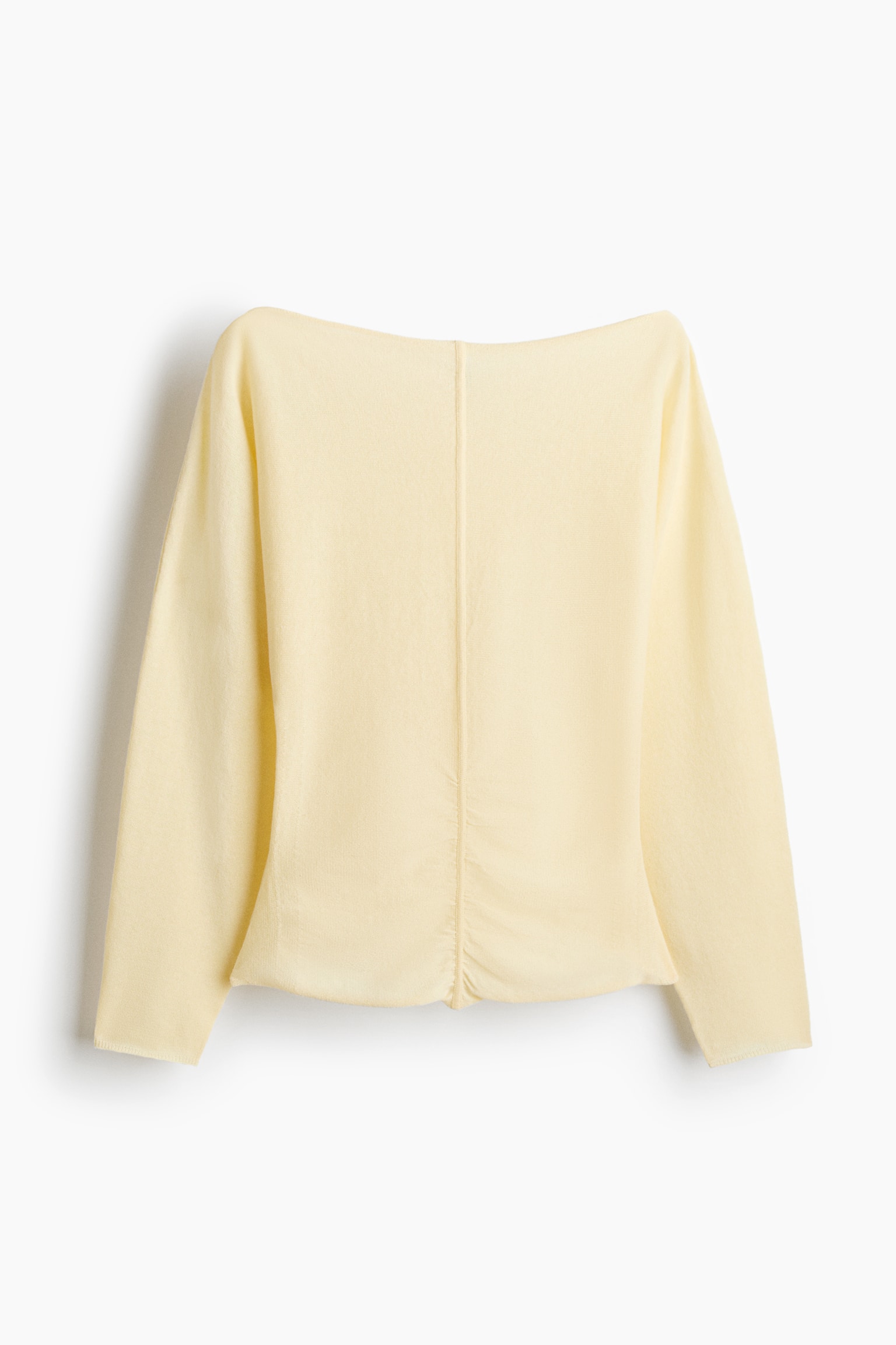 Top en punto fino con escote barco - Amarillo claro/Rosa empolvado