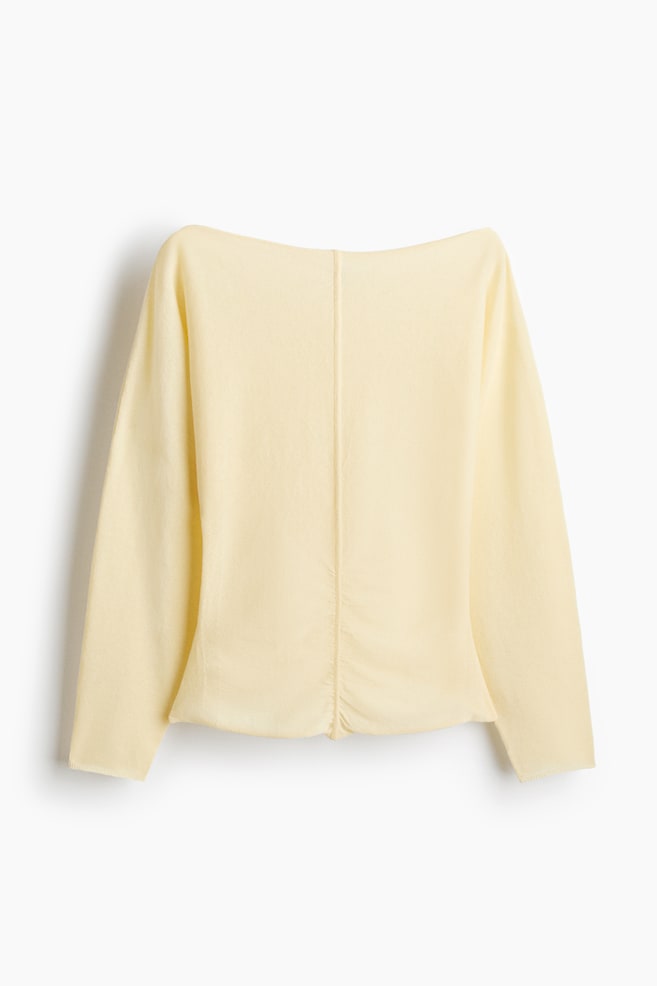 Fine-knit boat-neck top - Giallo chiaro/Rosa cipria - 1
