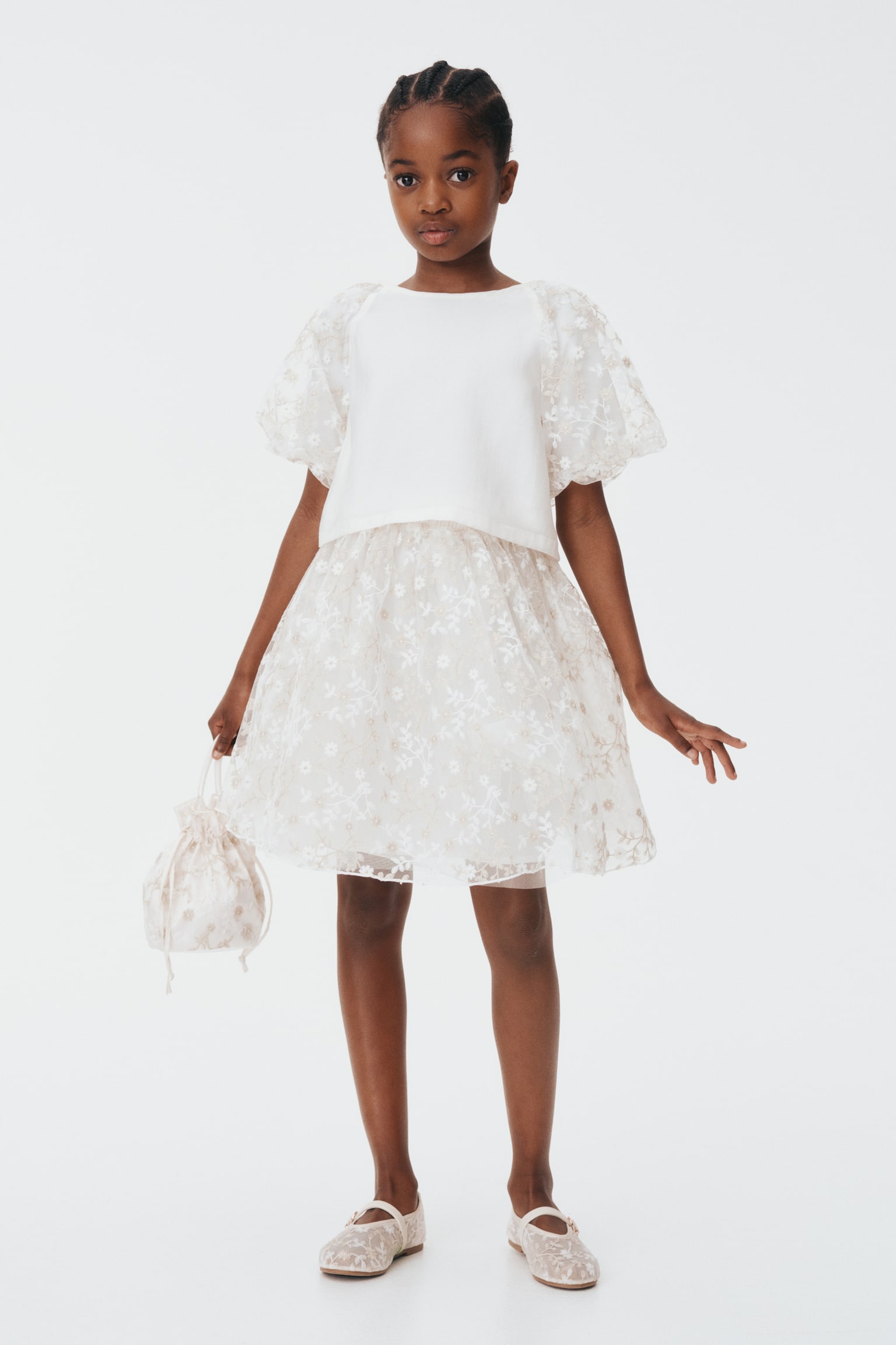 Embroidered tulle skirt - White/Floral - 5