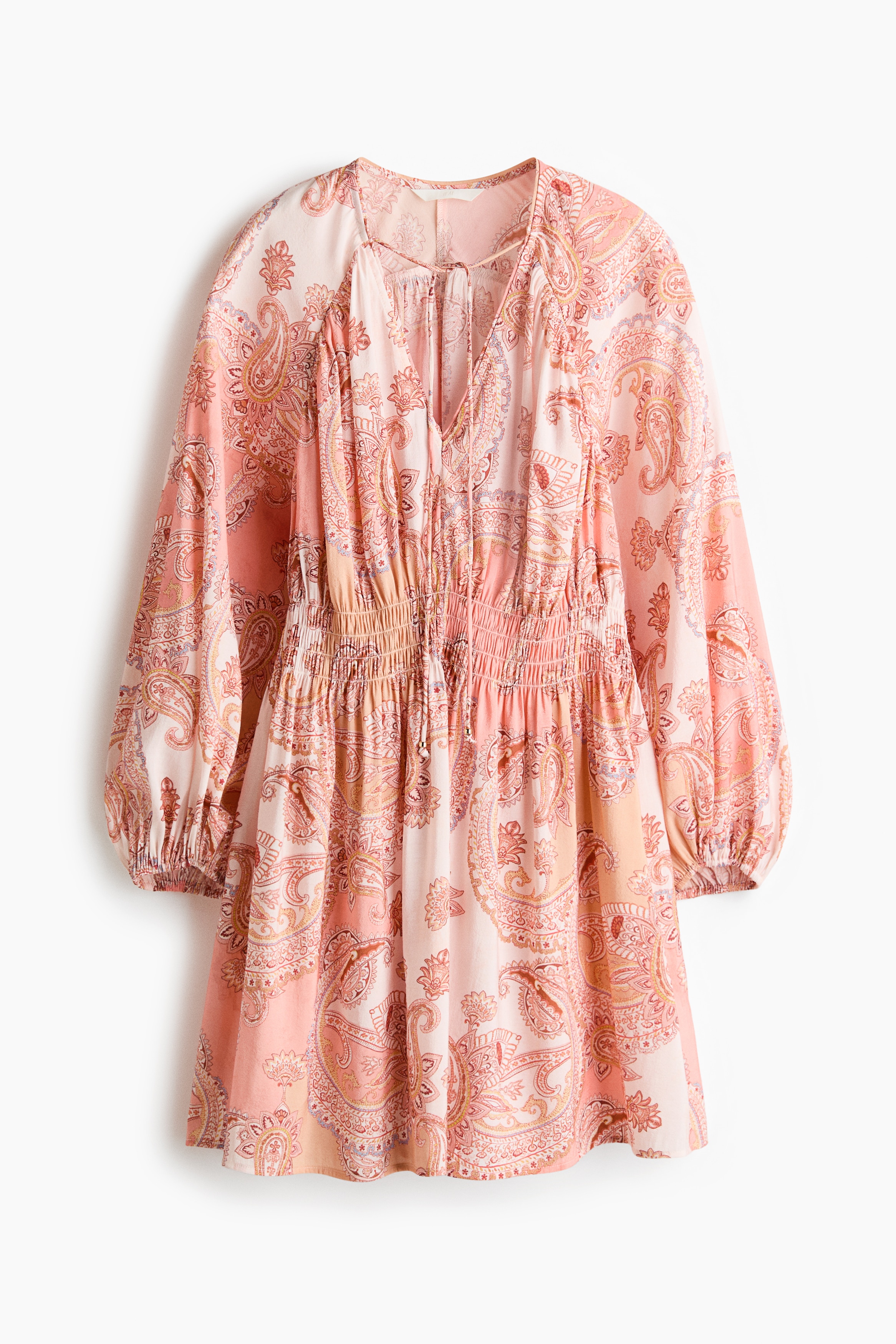 Sukienka tunikowa oversize - Jasnoróżowy/Paisley/Zieleń khaki/Ciemnoczerwony