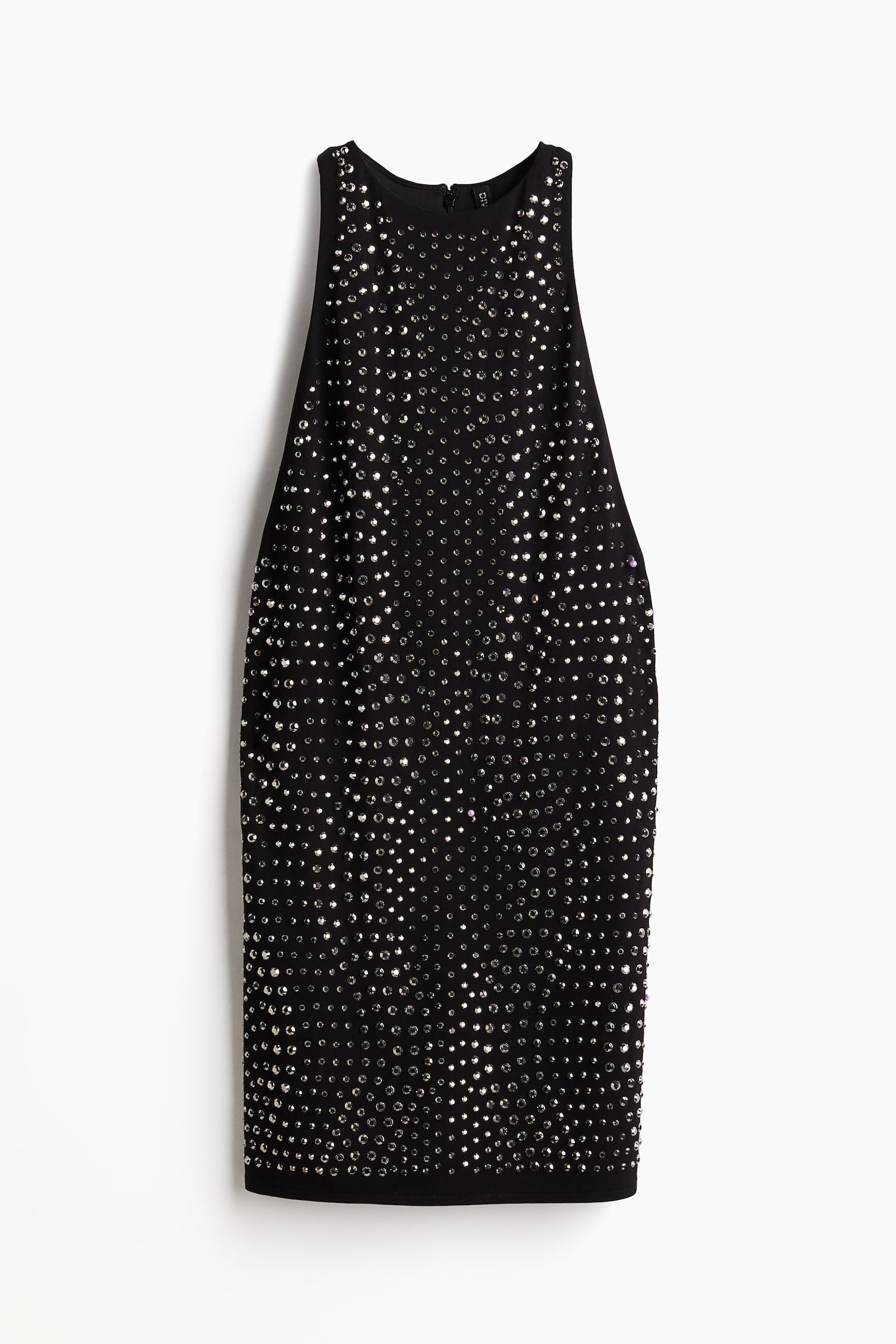 Embellished sleeveless dress - Black/Silver-coloured/Light beige - 2