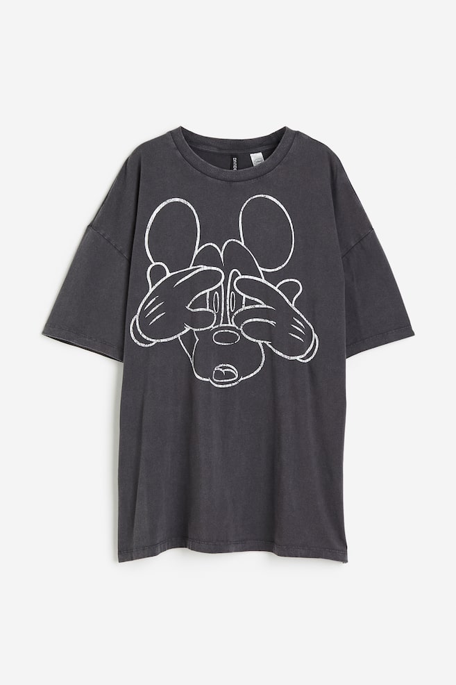 Oversized print-motif T-shirt - Dark grey/Mickey Mouse - 2