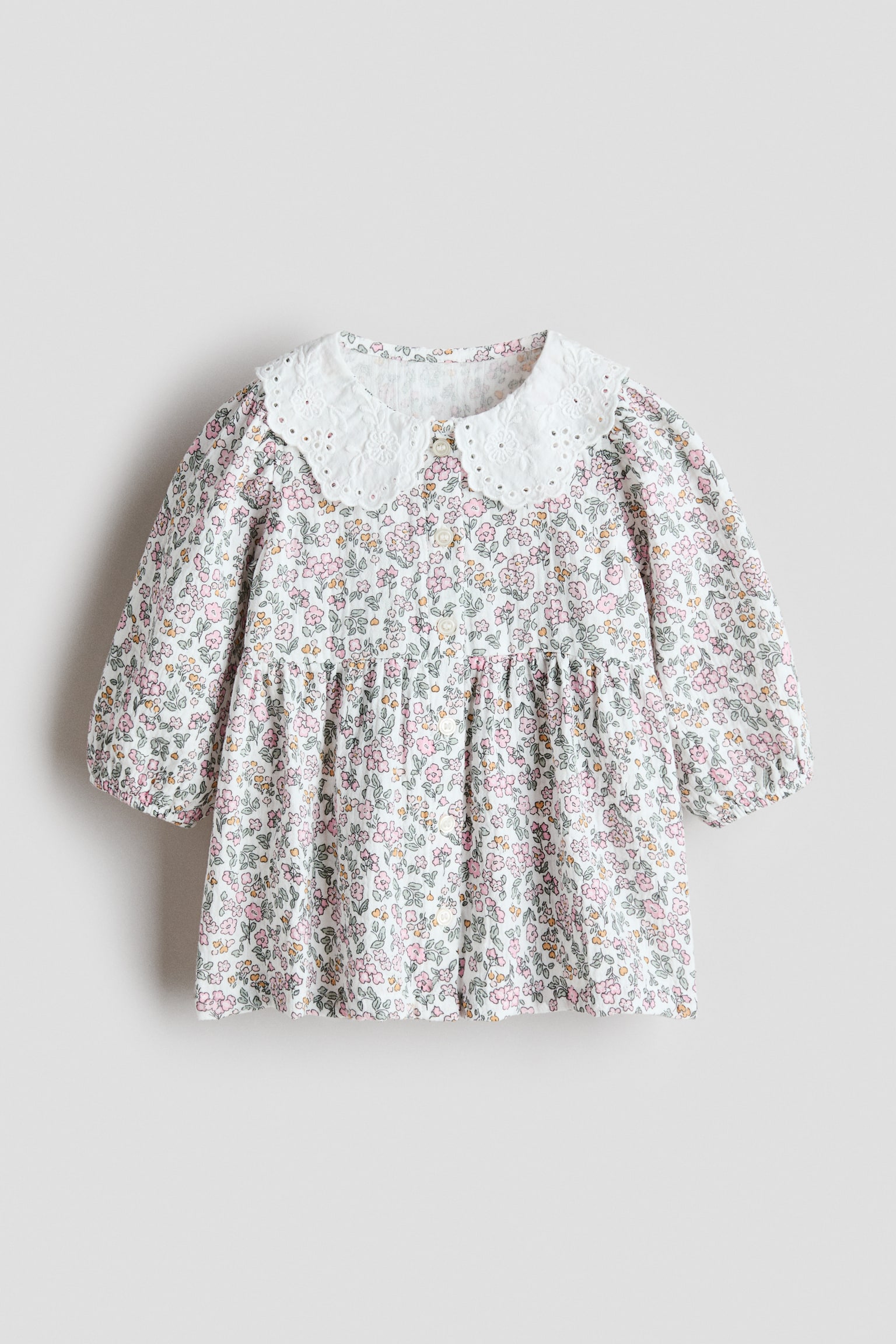 Shirt dress - White/Floral/Denim blue