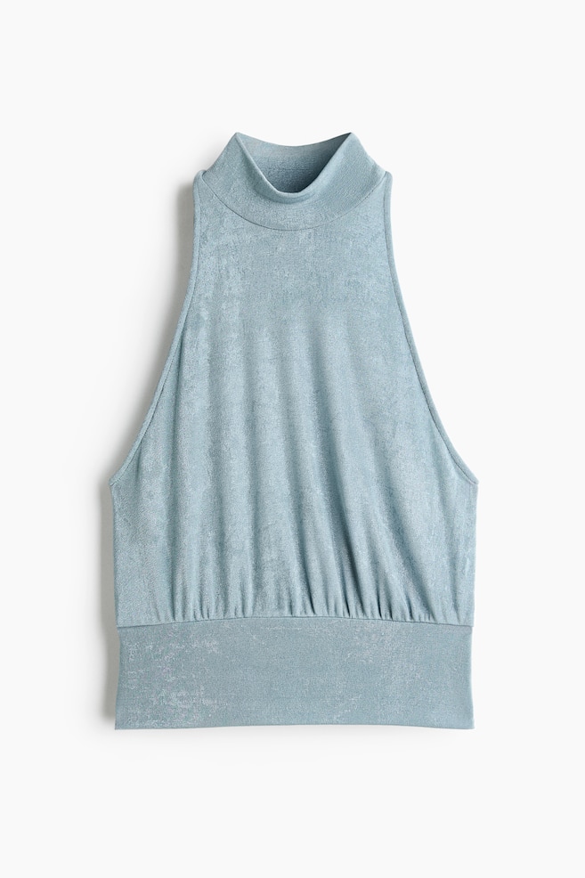 Mouwloze tricot top - Dusty lichtturkoois - 1